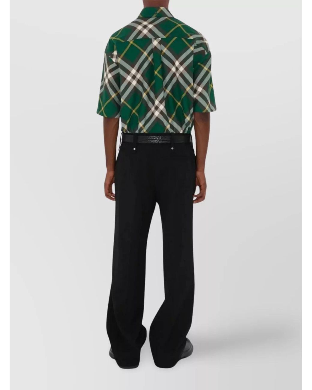 Burberry Green Cotton Oversized Short-Sleeve Check Shirt for men