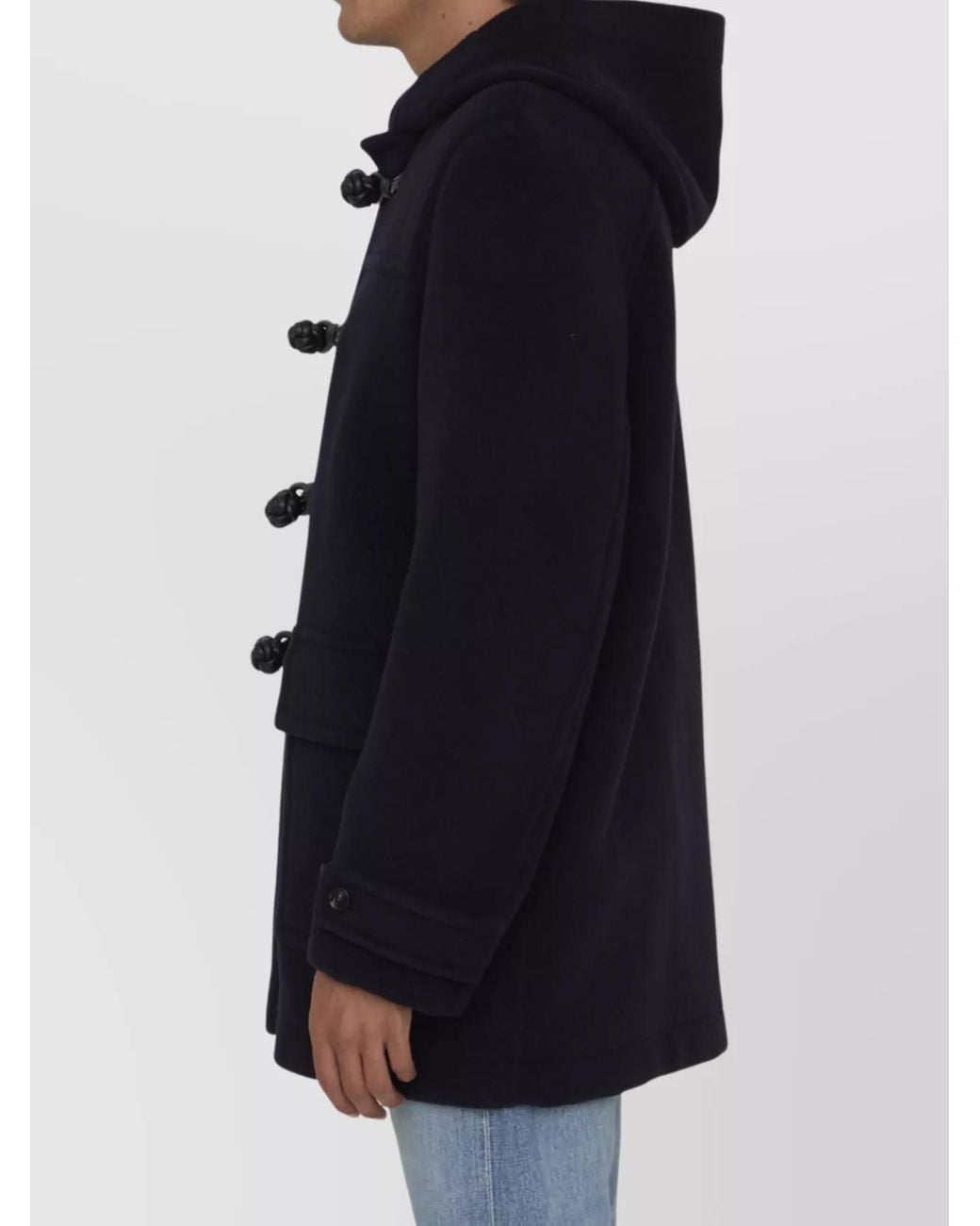 Bottega Veneta Blue Wool Hooded Duffle Coat for men
