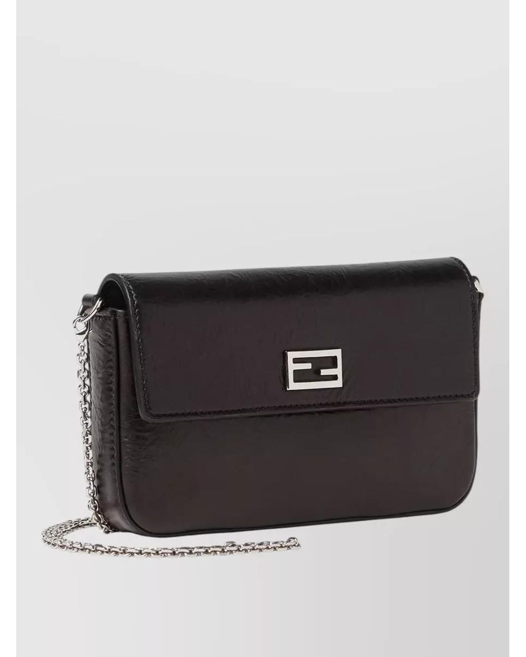 Fendi Black Leather Wallet On Chain