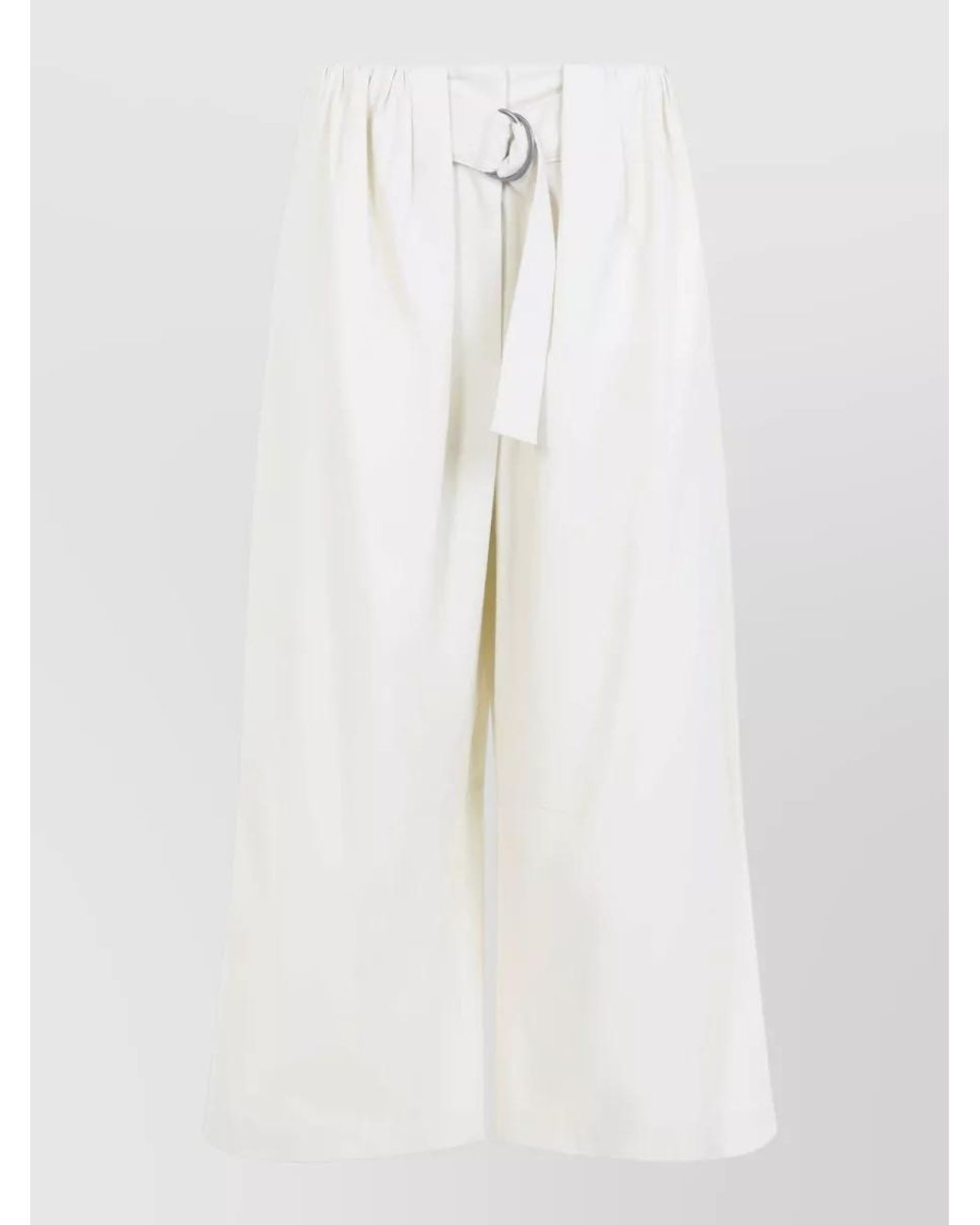 Loewe White Cropped Wide-Leg Belted Knee-Length Shorts