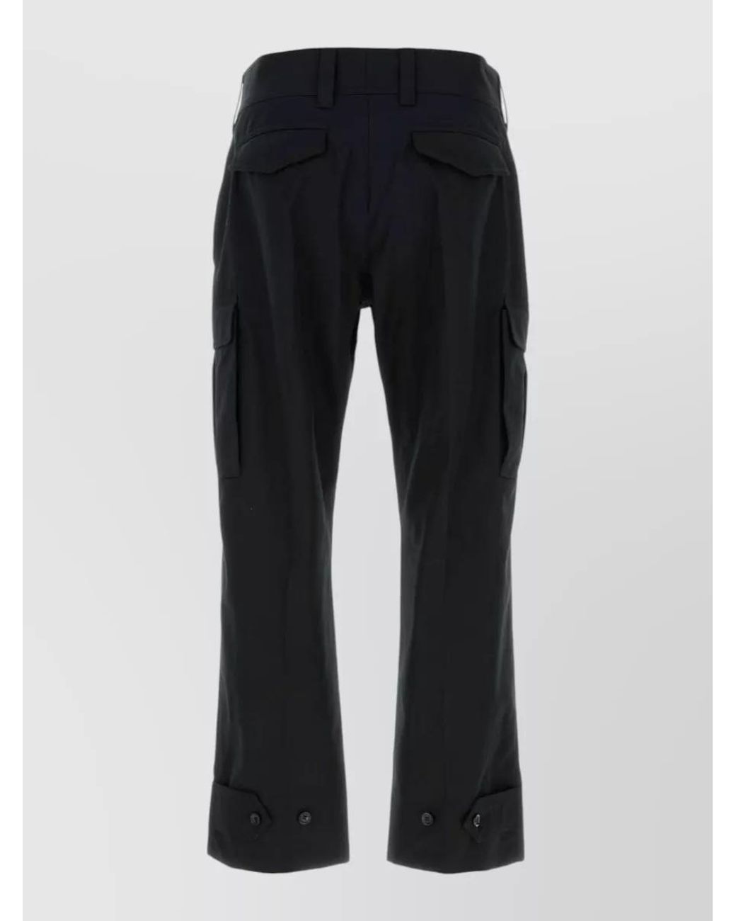 McQueen Black Cotton Straight-Leg Cargo Trousers for men