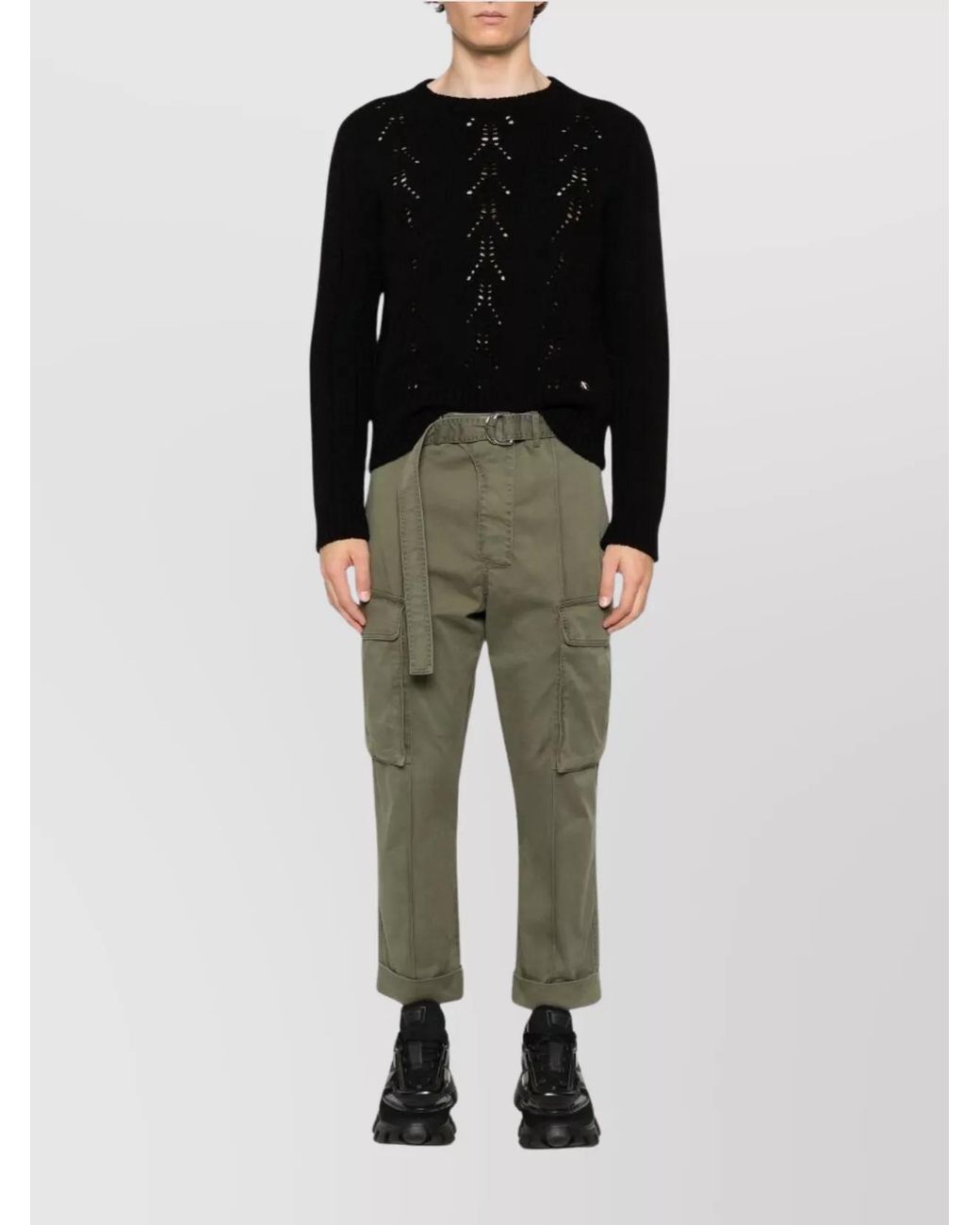 Balmain Green Straight-Leg Cropped Trousers for men