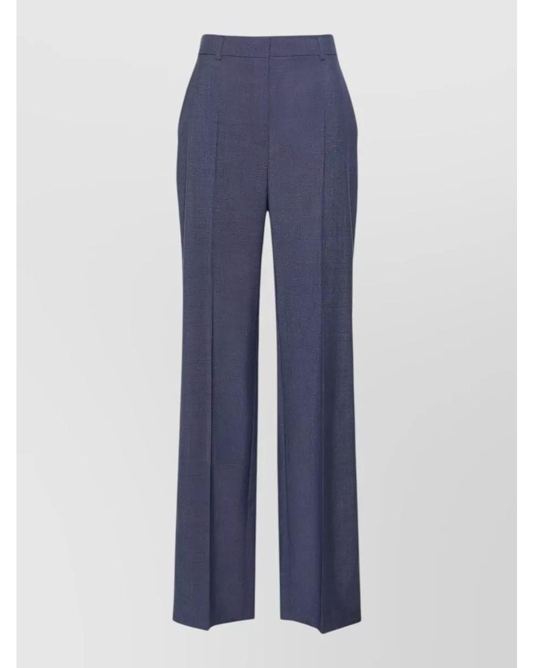 Max Mara Blue Virgin Wool High-Rise Straight-Leg Suit Trousers