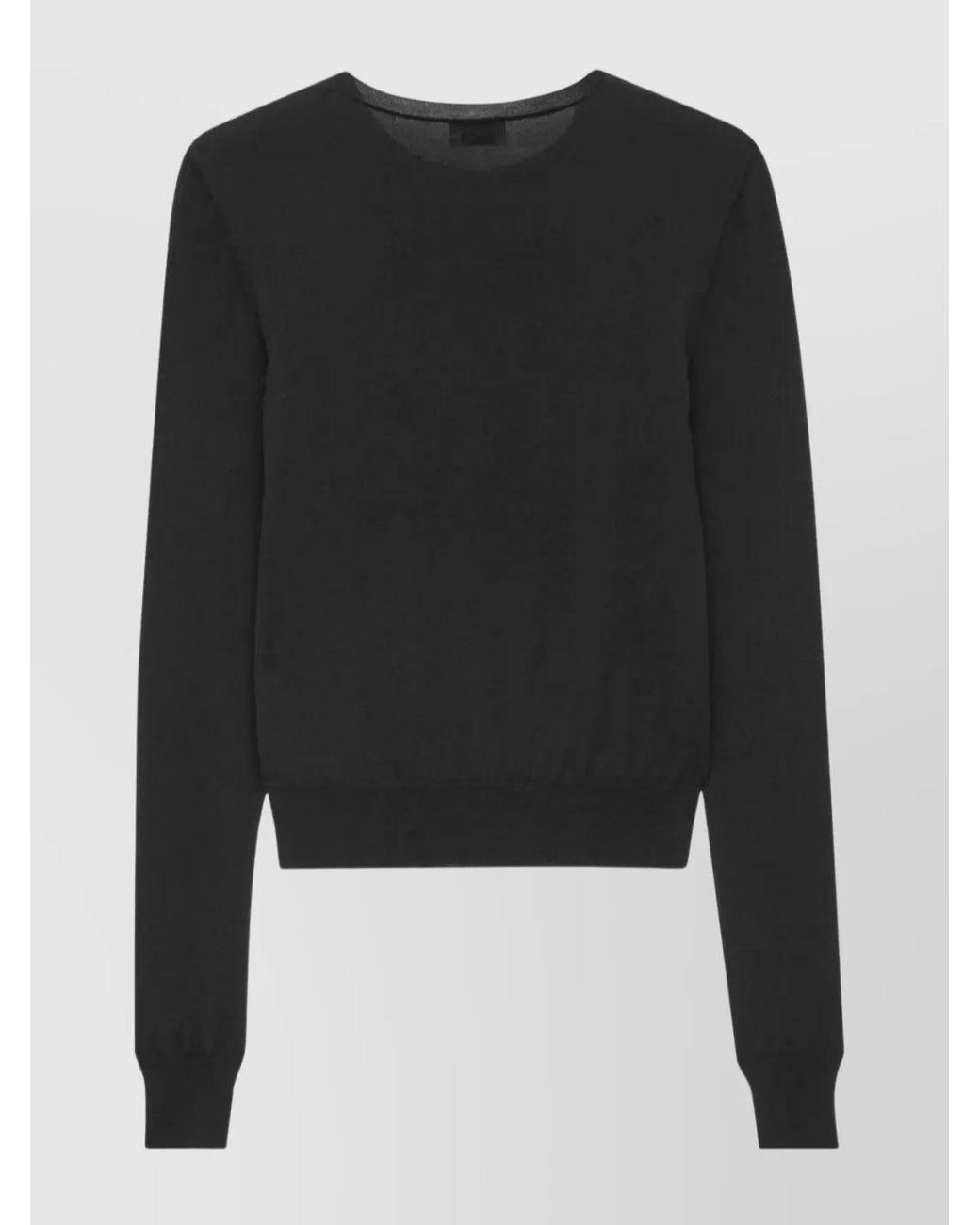 Saint Laurent Black Wool Fitted Crew Neck Jumper