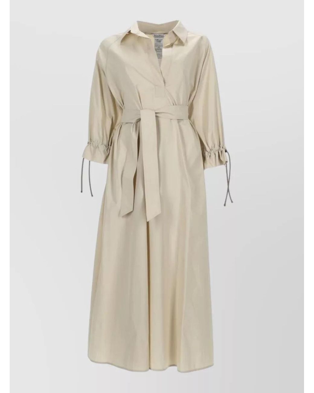 Max Mara Natural Cotton Belted Midi Dress