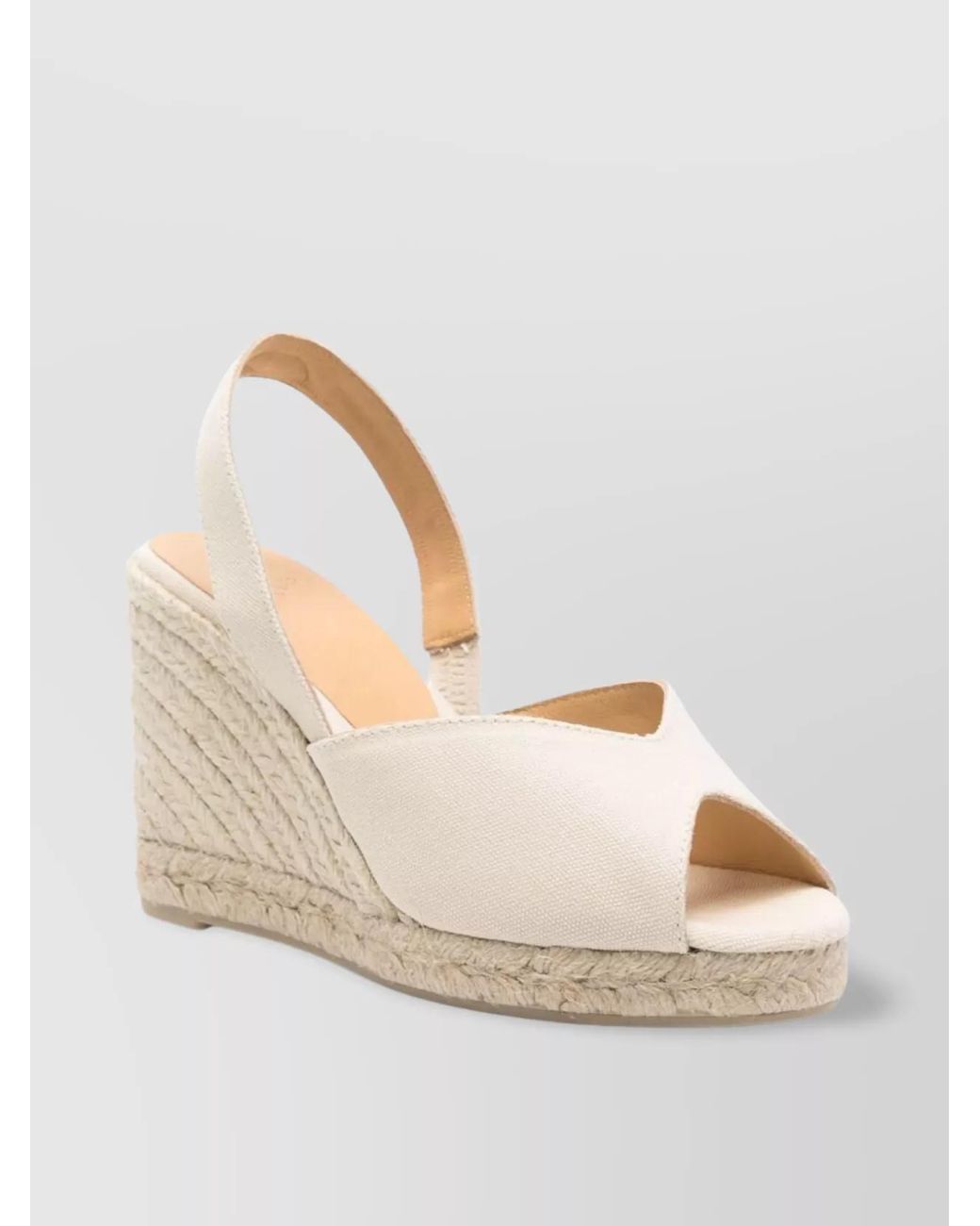 Castaner Natural Peep-Toe Wedge Espadrilles