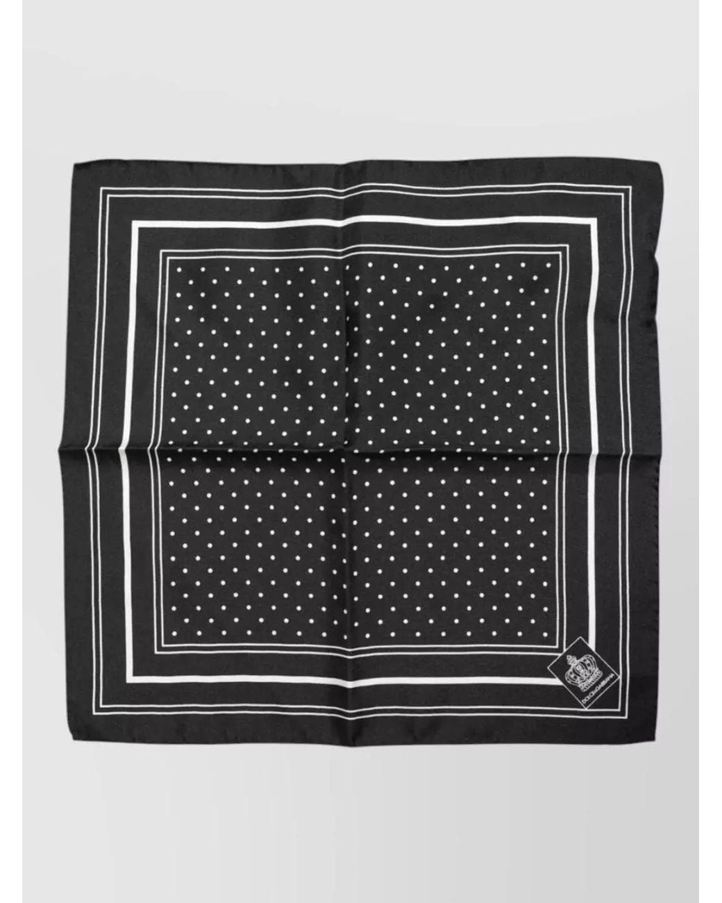 Dolce & Gabbana Black Silk Polka Dot Scarf for men