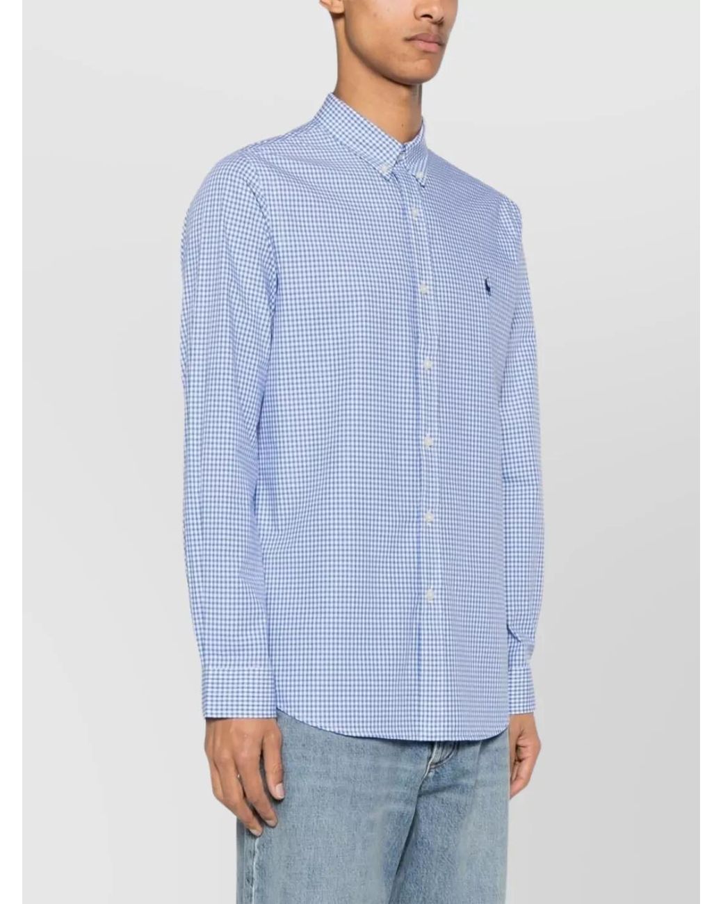 Ralph Lauren Blue Checked Cotton Shirt for men