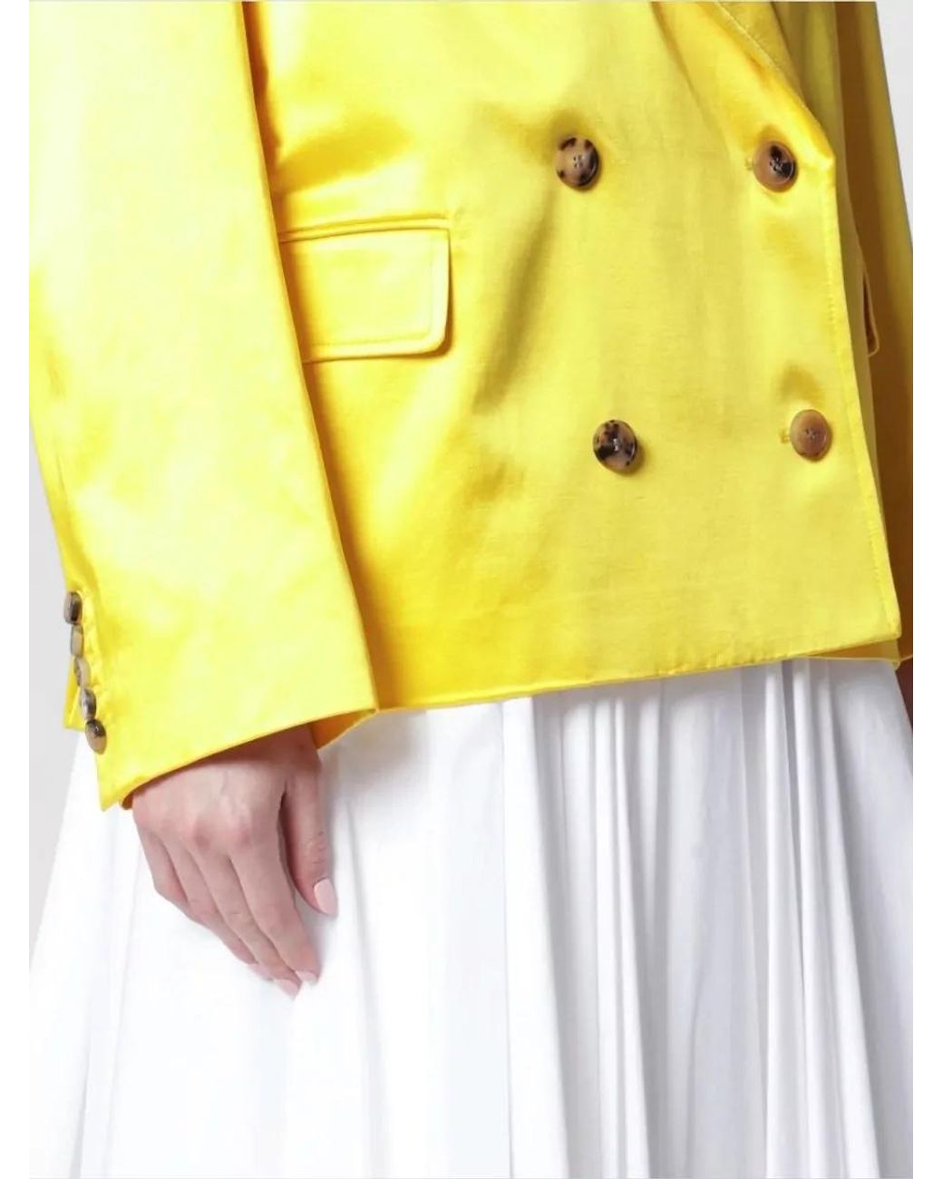 Dries Van Noten Yellow Double-Breasted Cotton Coat