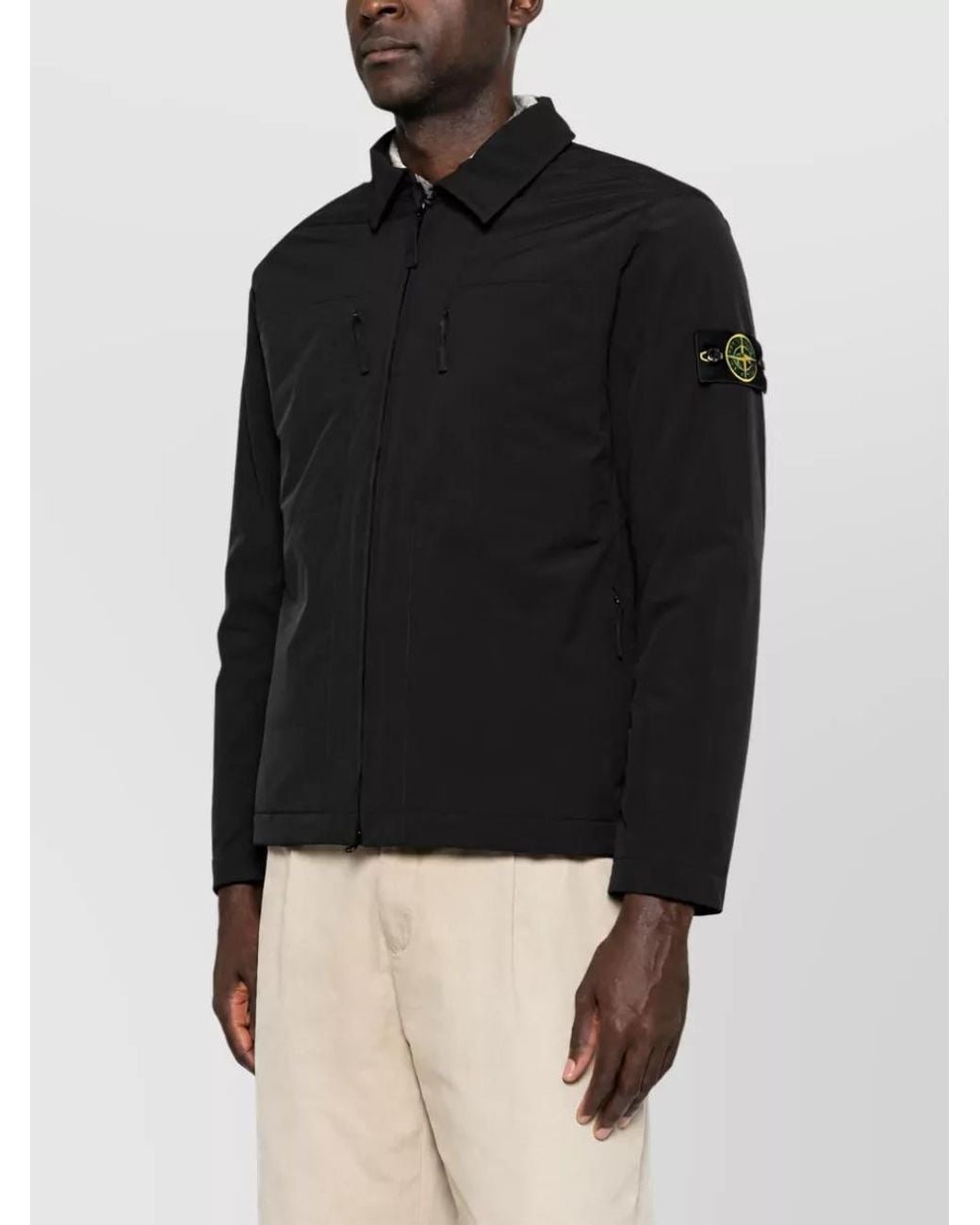 Stone Island Black Single Breasted Coat for men