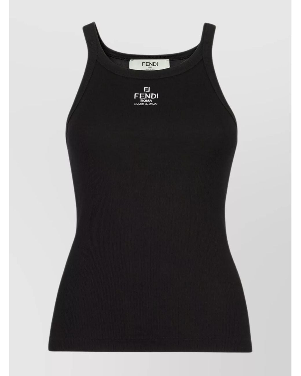 Fendi Black Ribbed Slim-Fit Sleeveless Tank Top