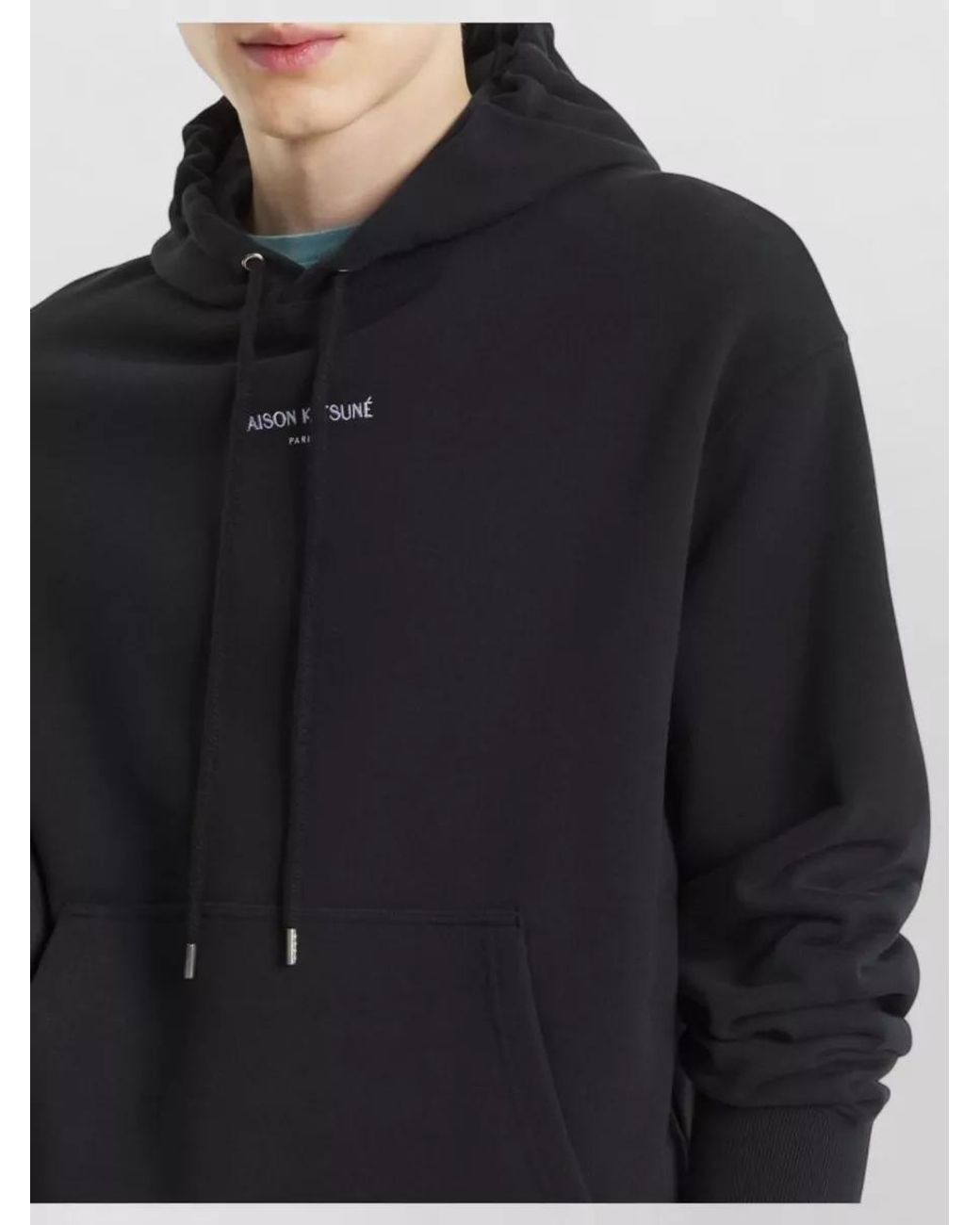 Maison Kitsuné Black Organic Cotton Relaxed-Fit Hoodie for men