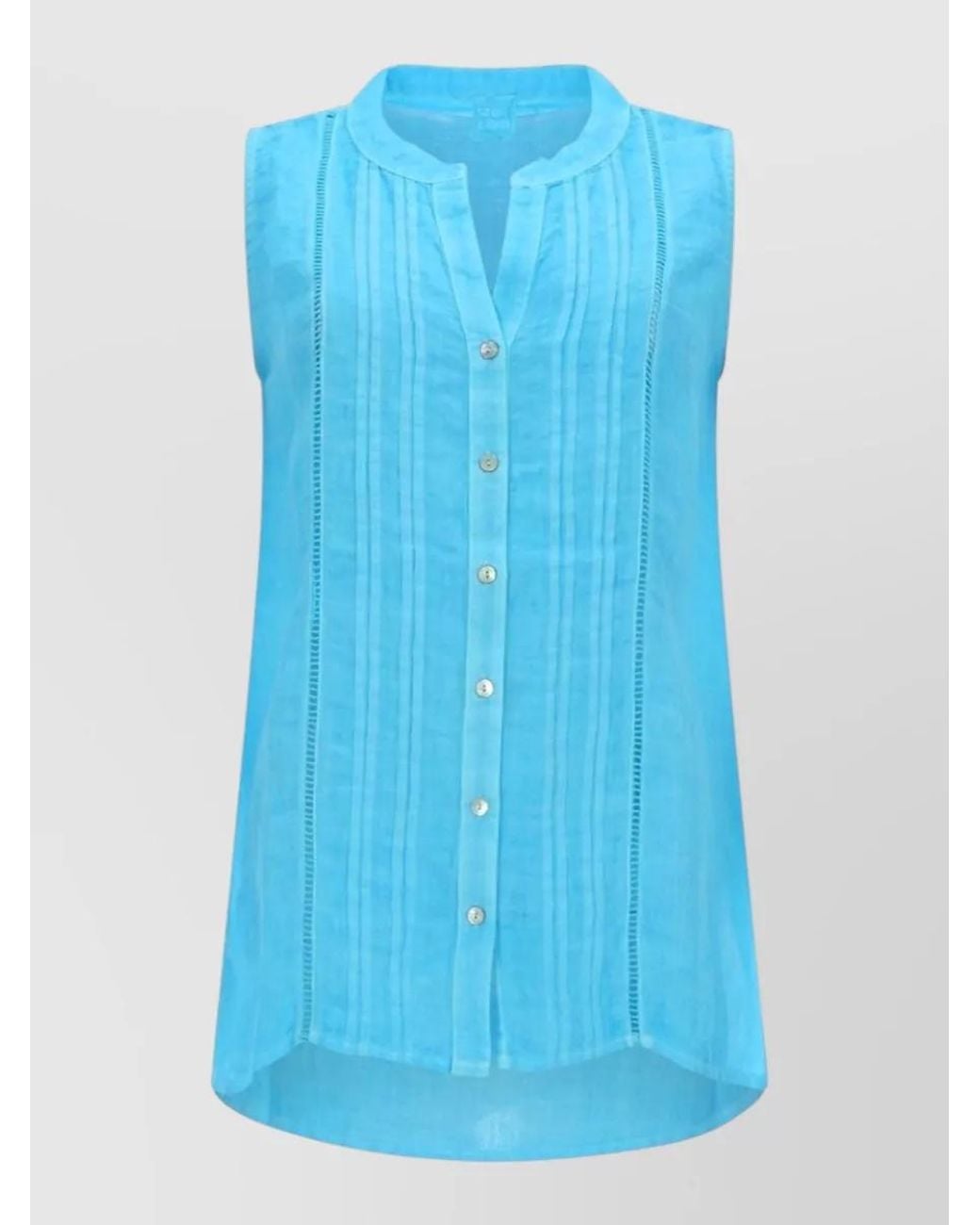 120% Lino Blue Sleeveless Linen Shirt
