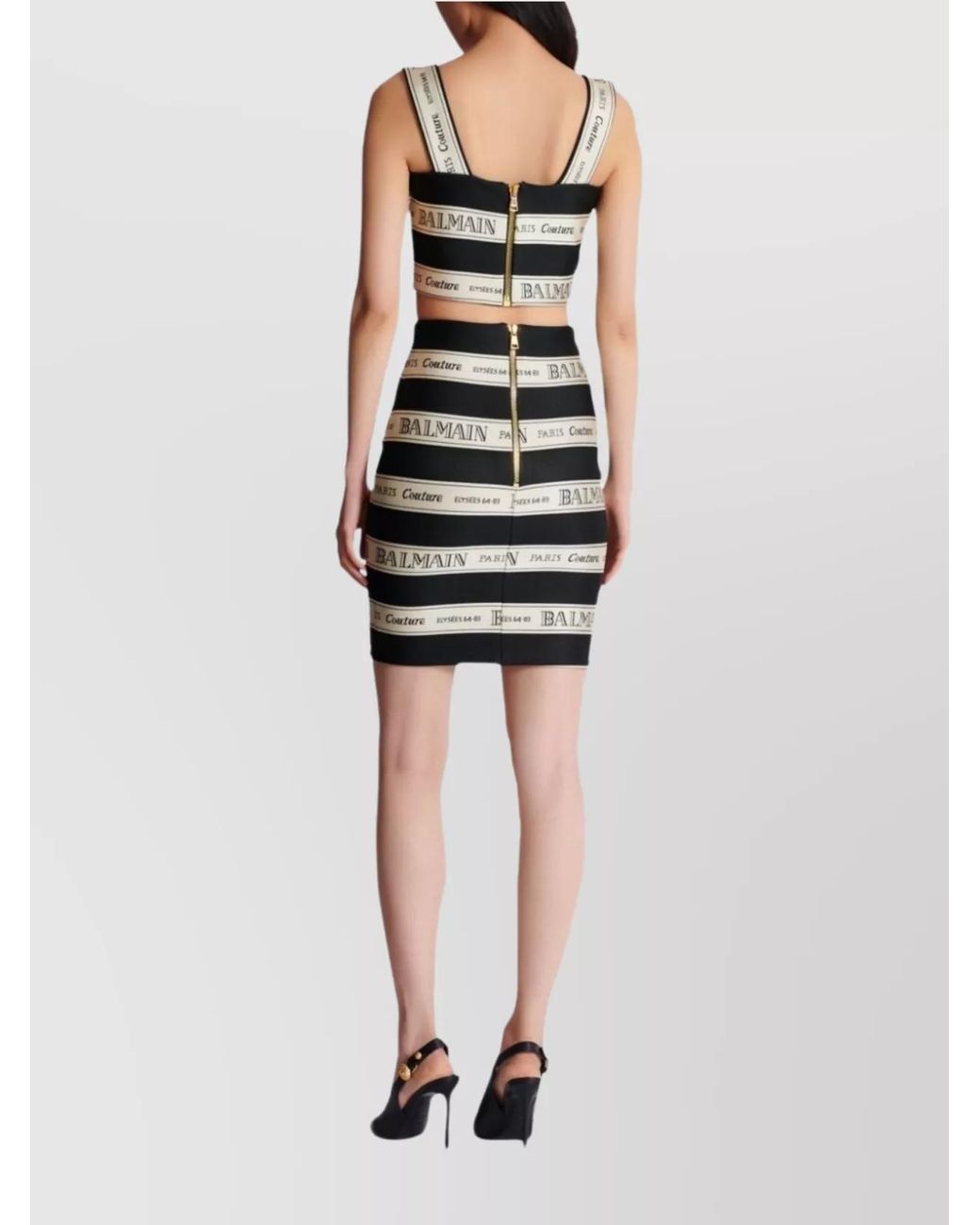 Balmain Black Jacquard High-Rise Mini Skirt
