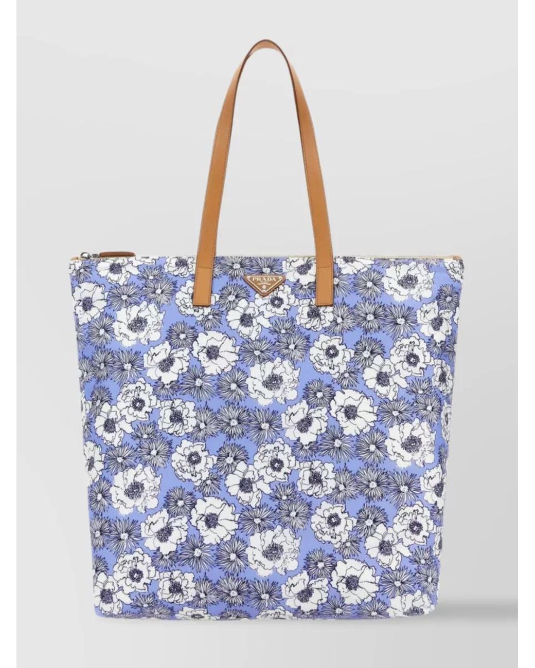 Prada Blue Flower Pattern Nylon Tote Bag for men