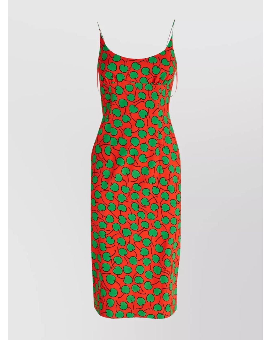 Moschino Red Cherry Print Midi Dress