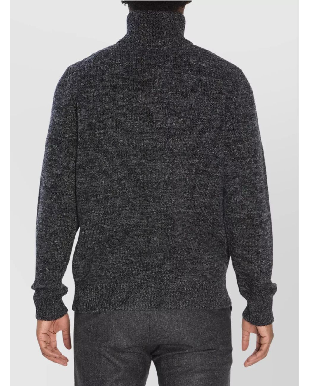 Barena Gray Wool Ribbed High Collar Zip Jumper for men
