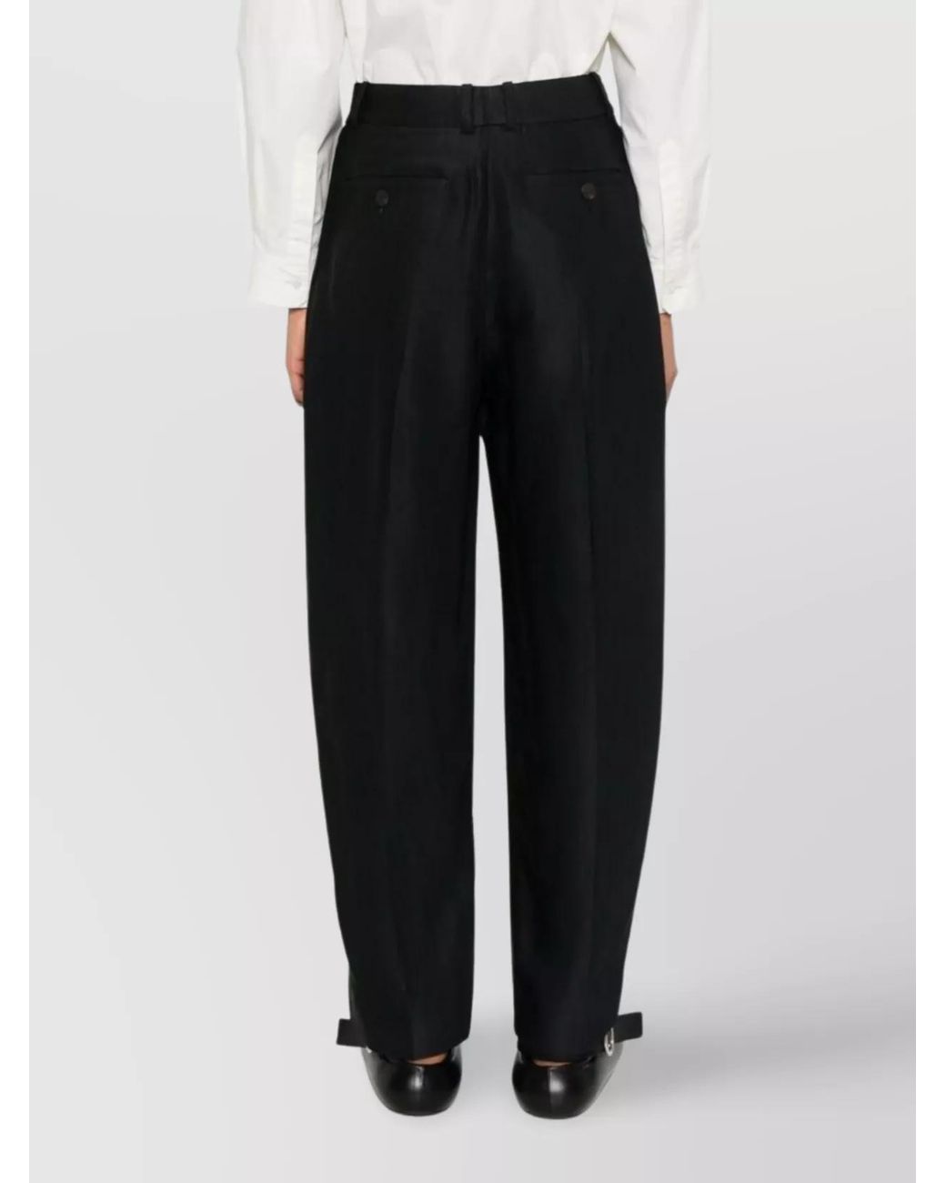 Studio Nicholson Black High-Rise Pleated Wide-Leg Trousers