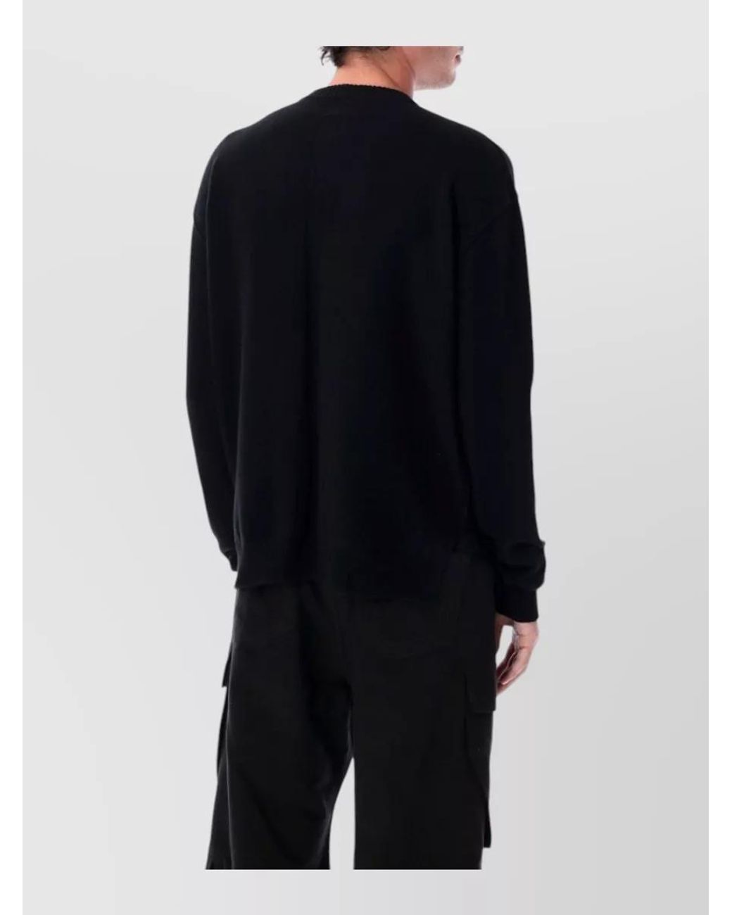 Rick Owens Blue Cashmere Fine-Knit Crew-Neck Long-Sleeve Sweater for men