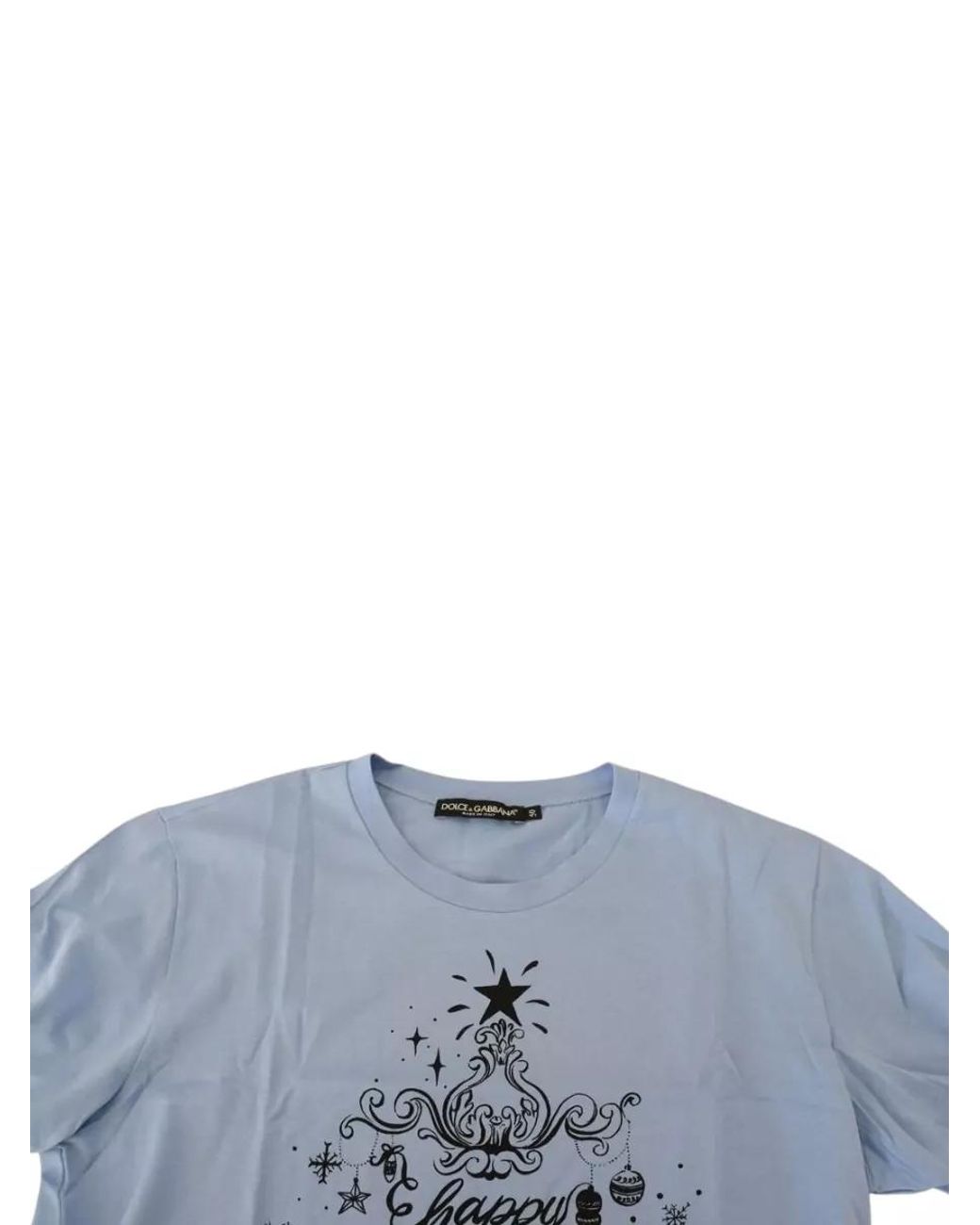 Dolce & Gabbana Blue Cotton Printed T-Shirt for men