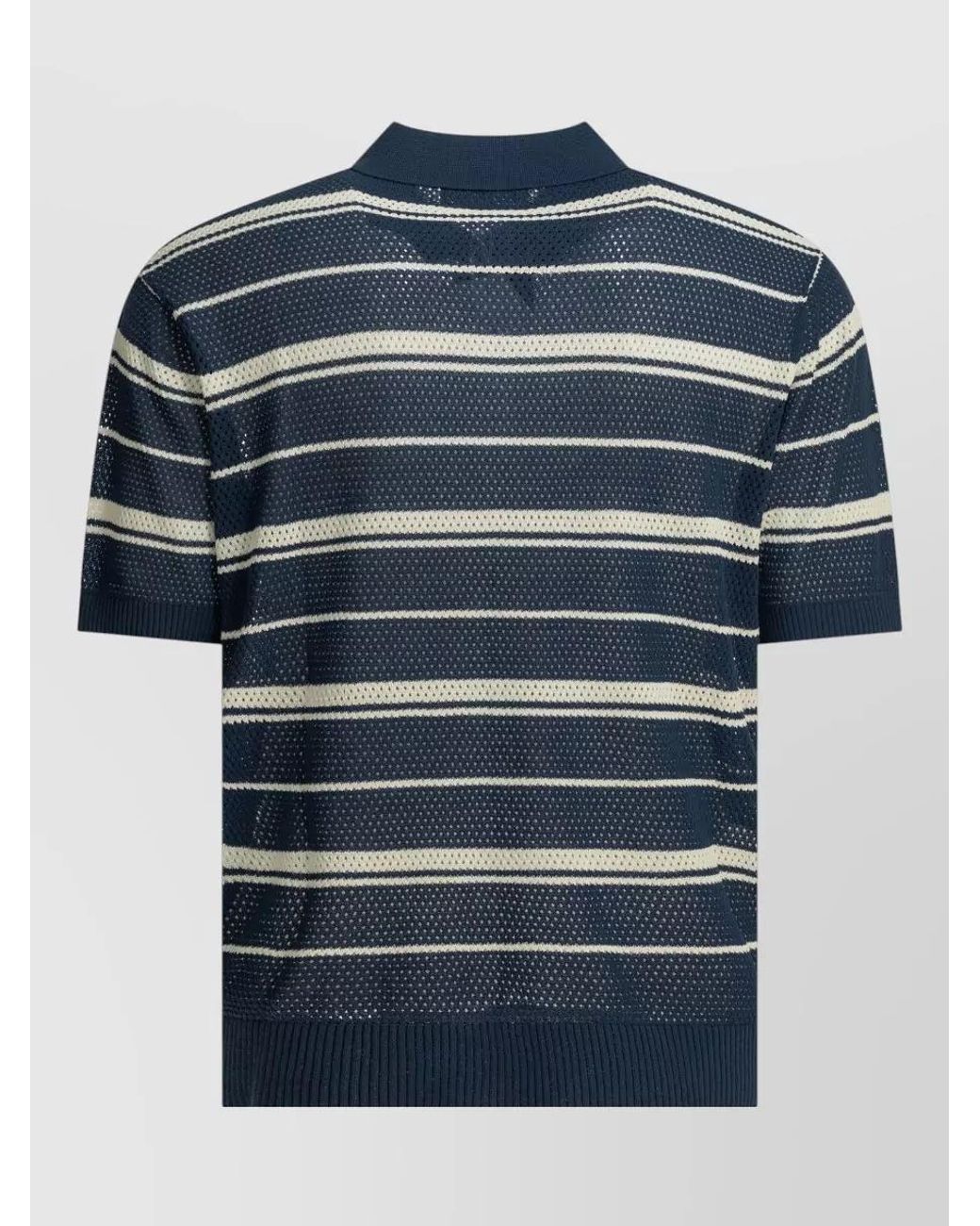 Beams Plus Blue Striped Polo Shirt for men
