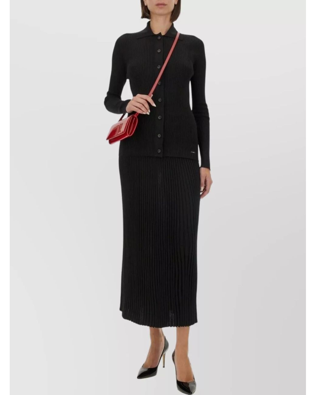 Kiton Black Ribbed Knitted Top