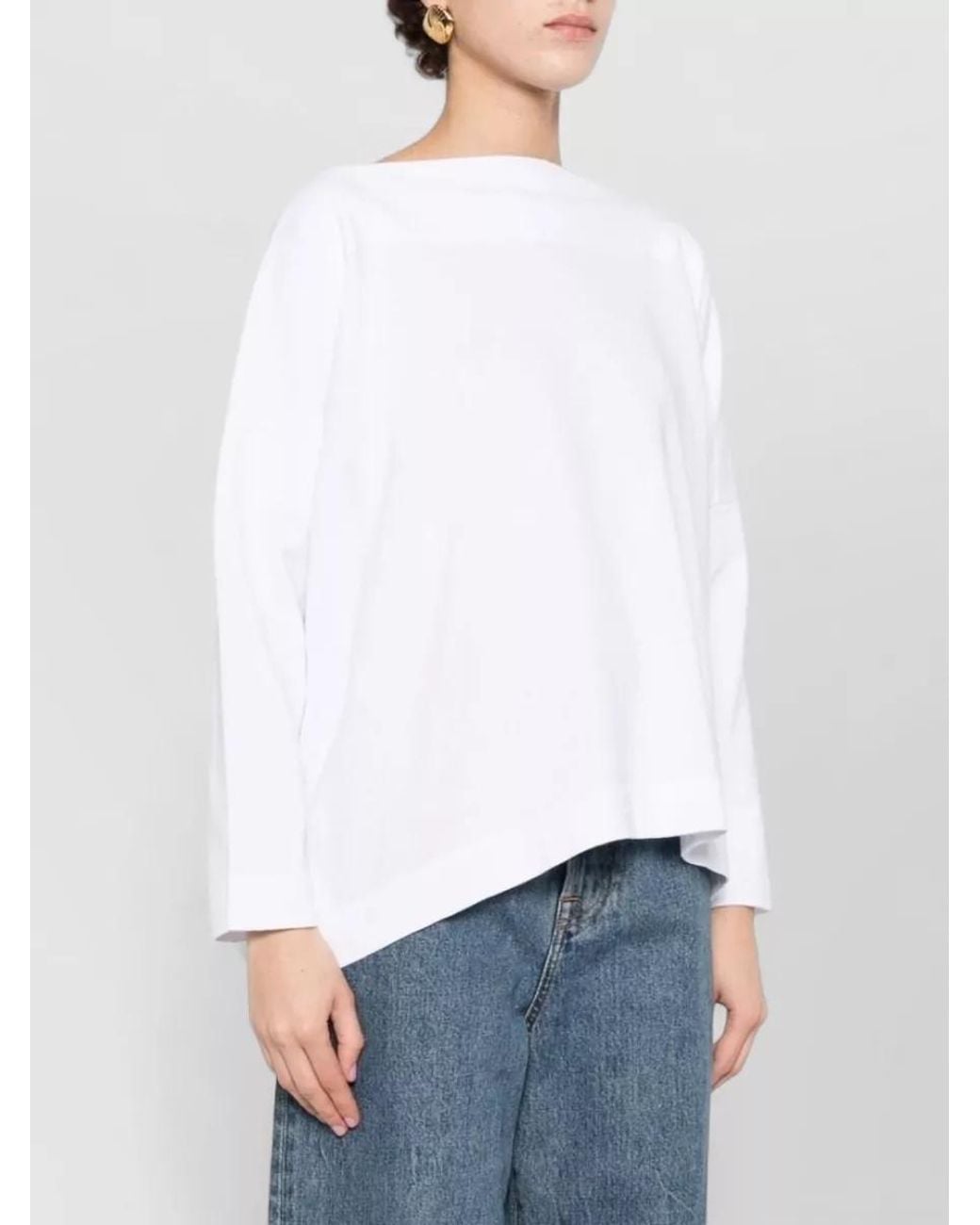 Daniela Gregis White Cotton Boat Neck Sweater