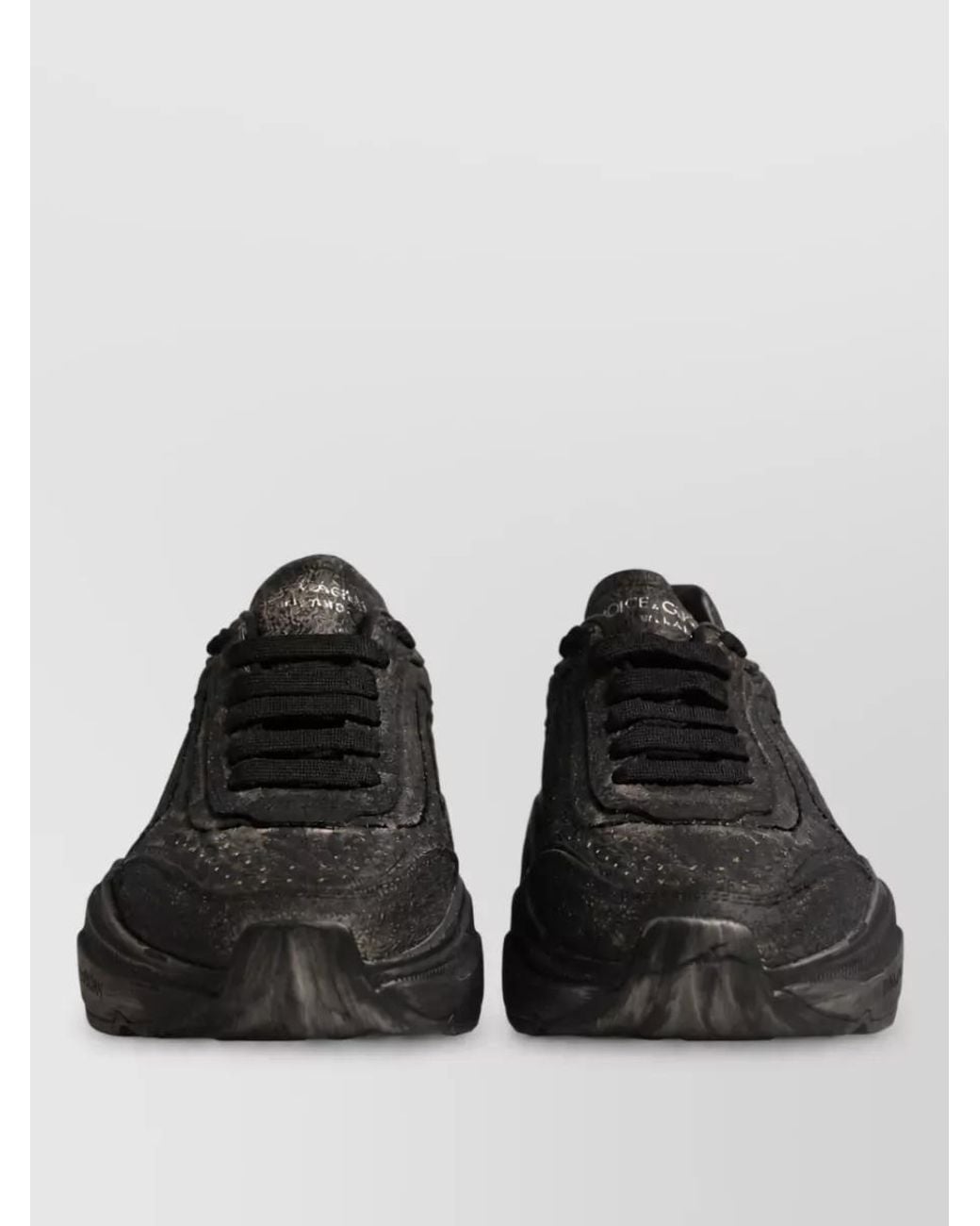 Dolce & Gabbana Black Leather Low-Top Sneakers