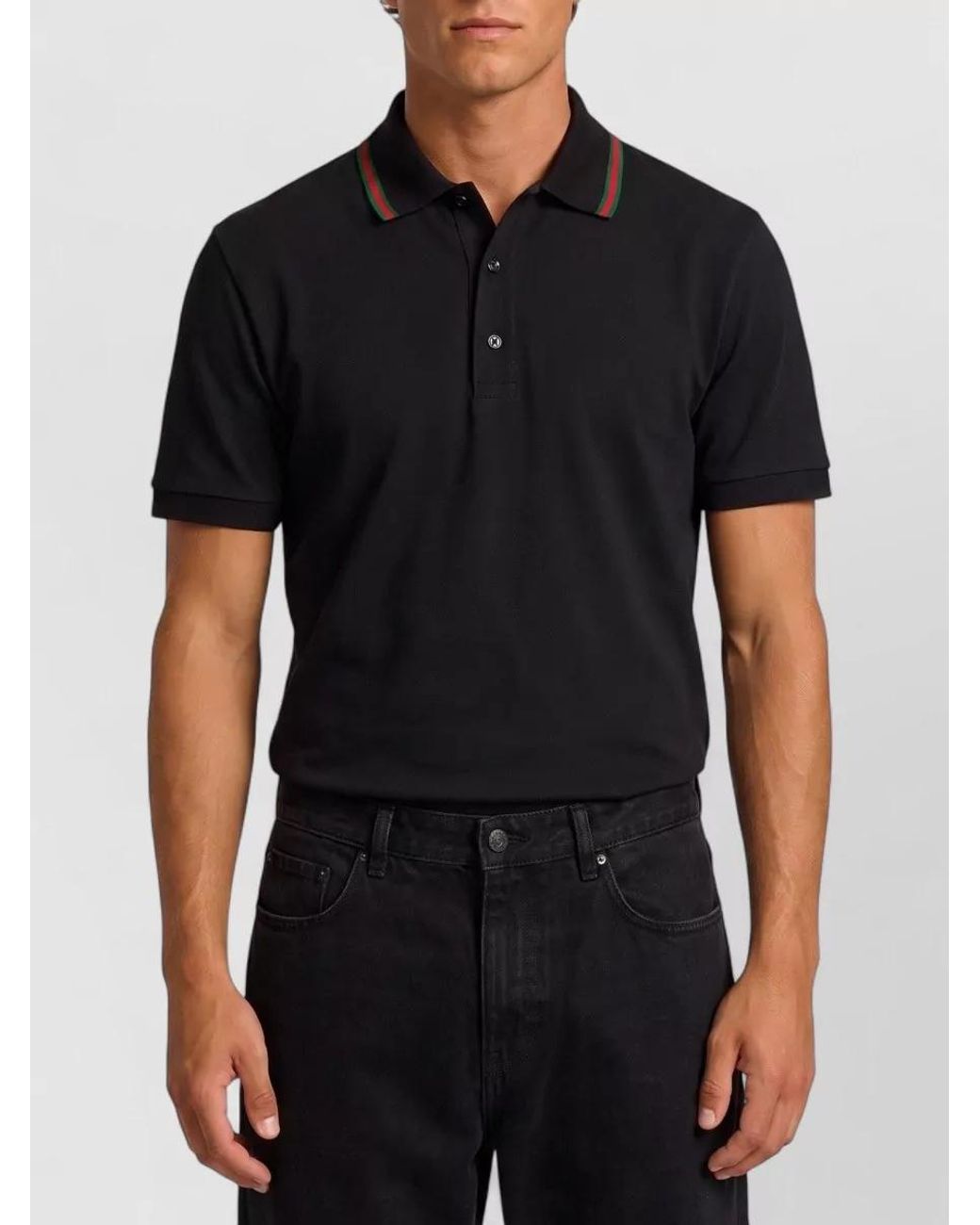 Gucci Black Shirt Collar Polo for men