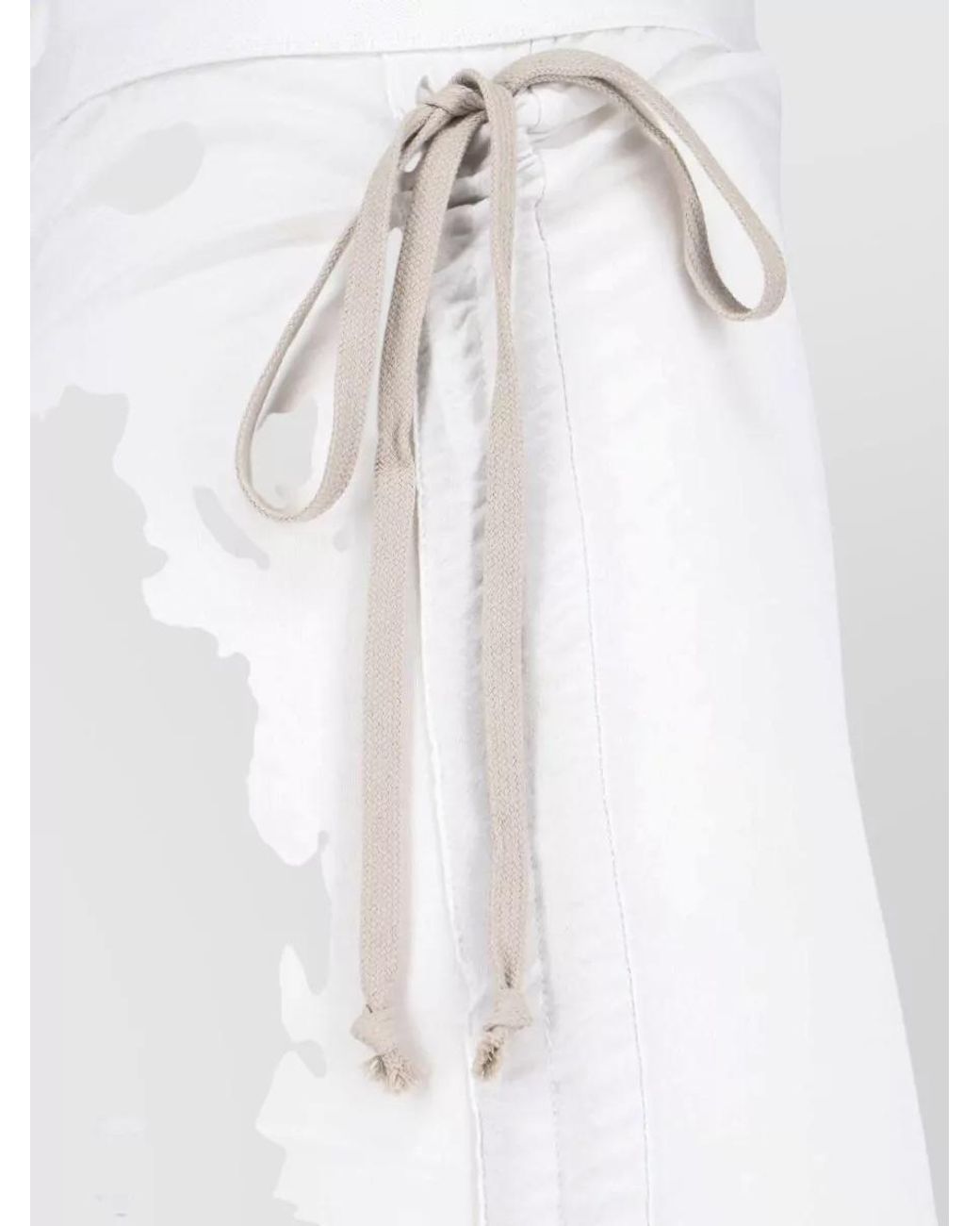 Rick Owens White Cotton High-Rise Draped Asymmetric Maxi Skirt