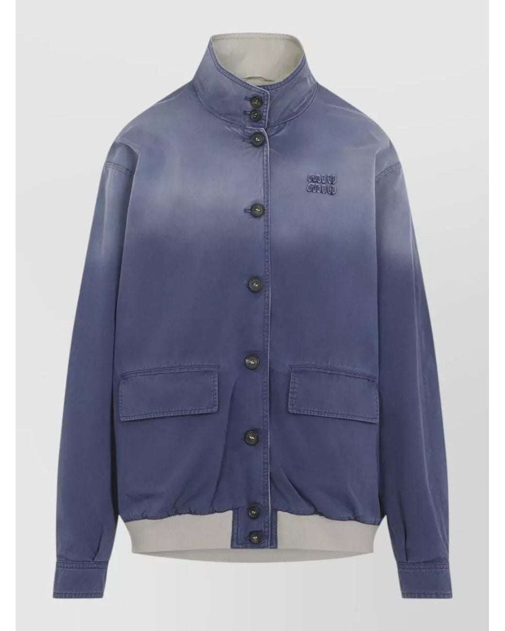 Miu Miu Blue Cotton Oversized Twill Jacket