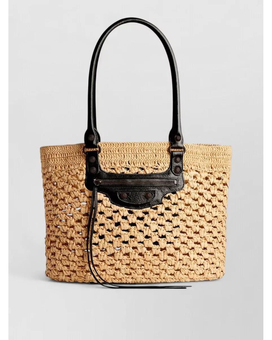 Balenciaga Natural Le City Medium Raffia-Effect Beach Bag