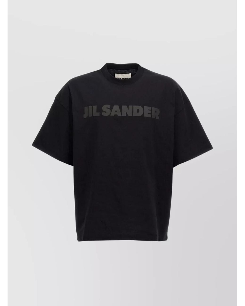 Jil Sander Black Oversized Cotton Logo Print Crewneck T-Shirt for men