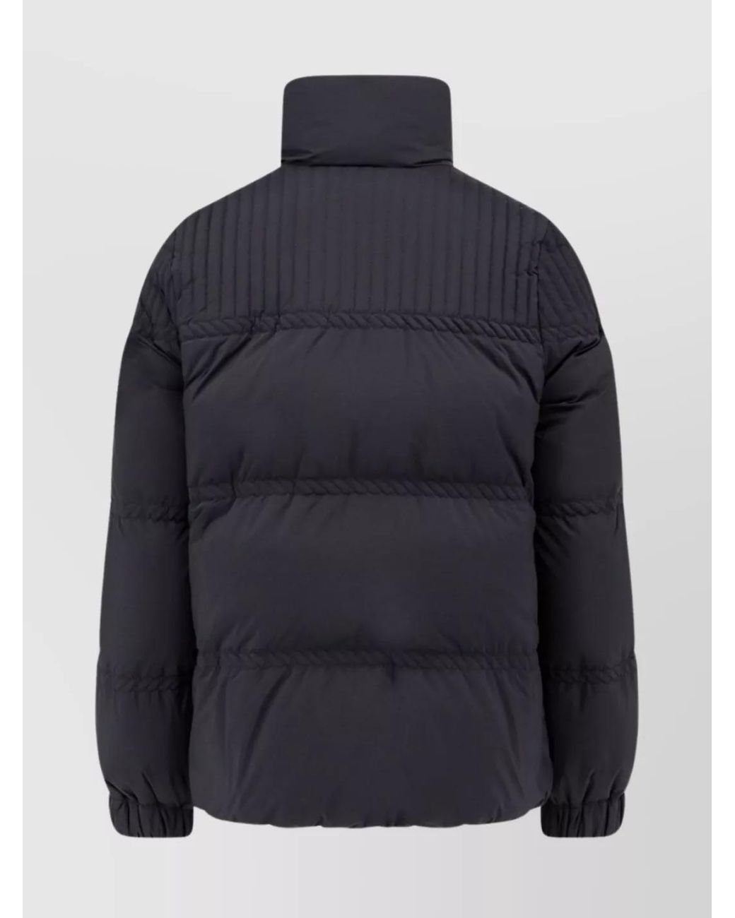 Moncler Blue High Collar Quilted Nylon Outerwear