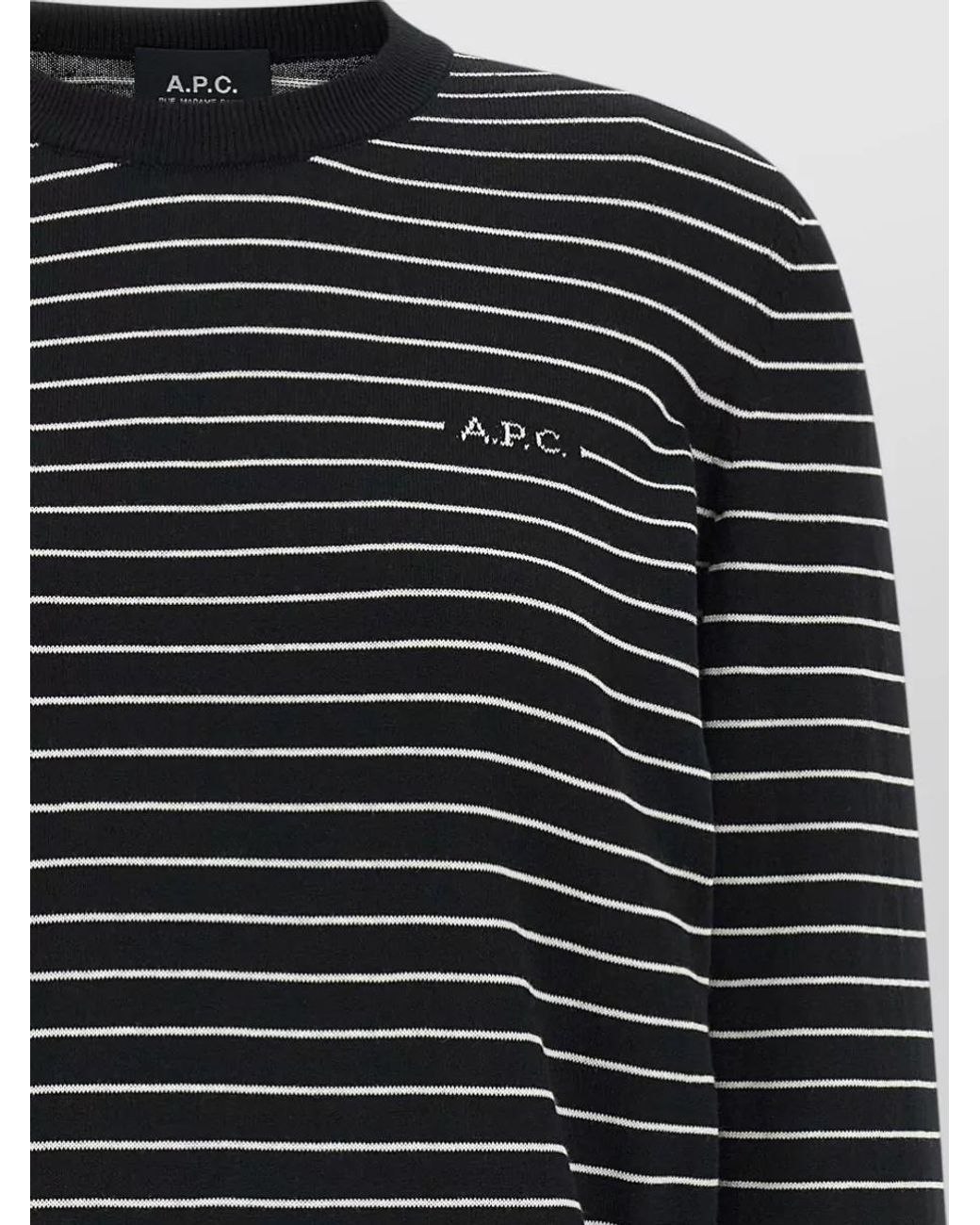 A.P.C. Black Striped Cotton Crewneck Sweater