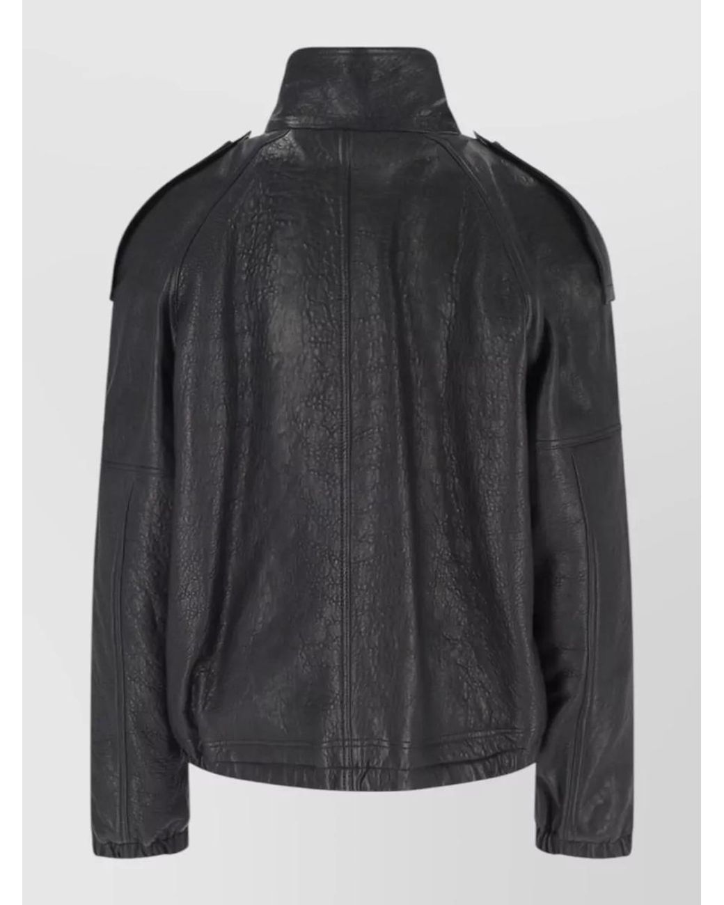 Saint Laurent Black Lamb Leather High-Neck Oversized Coat