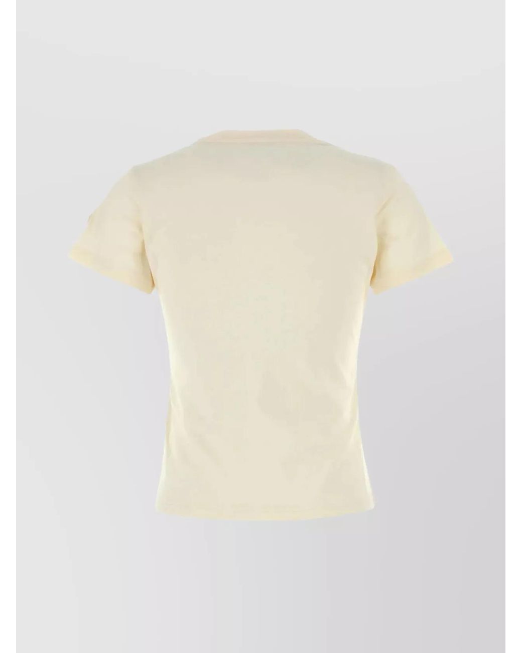 Moncler White Cotton Ribbed Crew Neck Crystal Embellished Logo Patch Short Sleeve T-Shirt