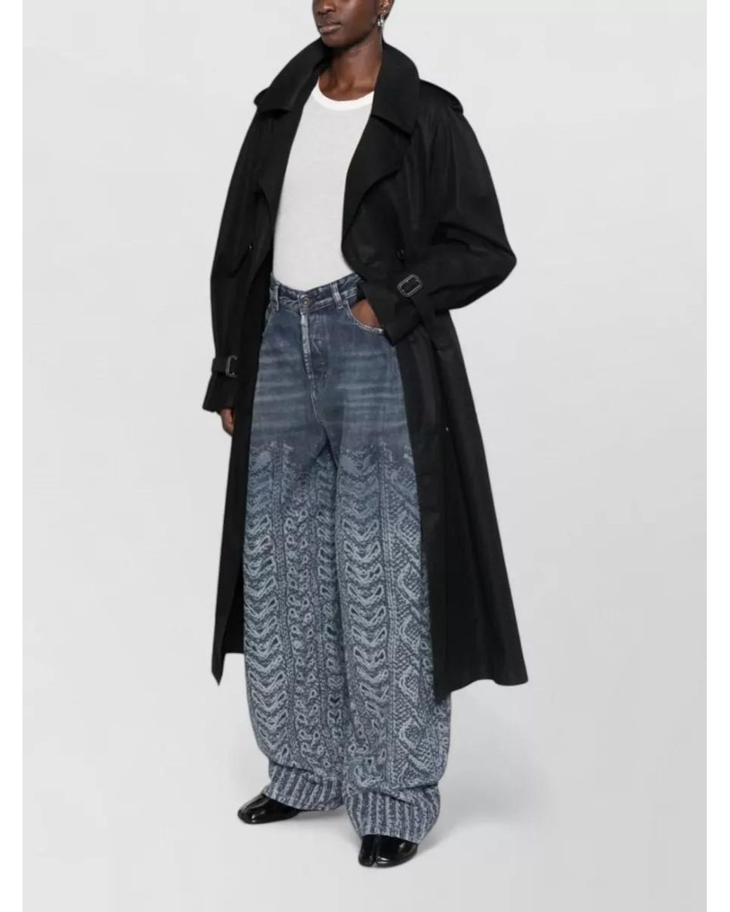 DIESEL Blue Denim High-Rise Wide-Leg Jeans