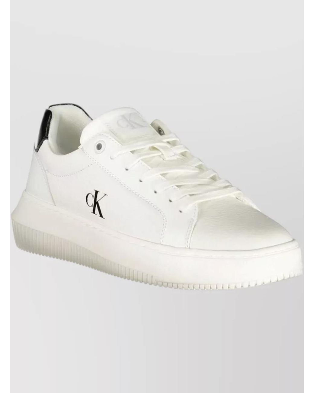 Calvin Klein White Leather Lace-Up Sneakers