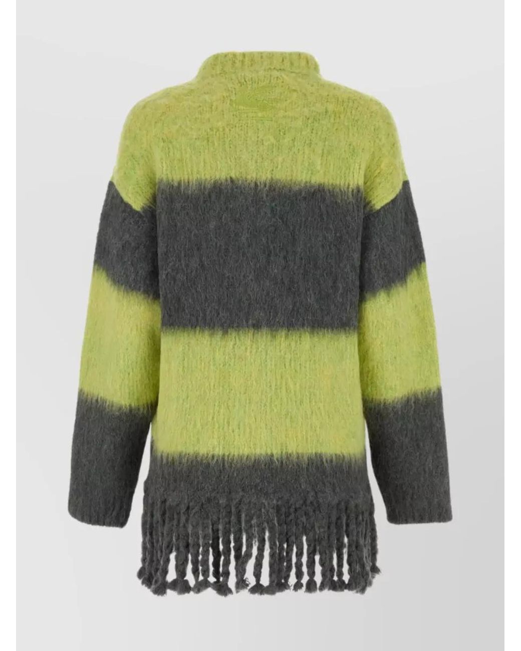 Etro Green Striped Fringed Wool-Blend Cardigan