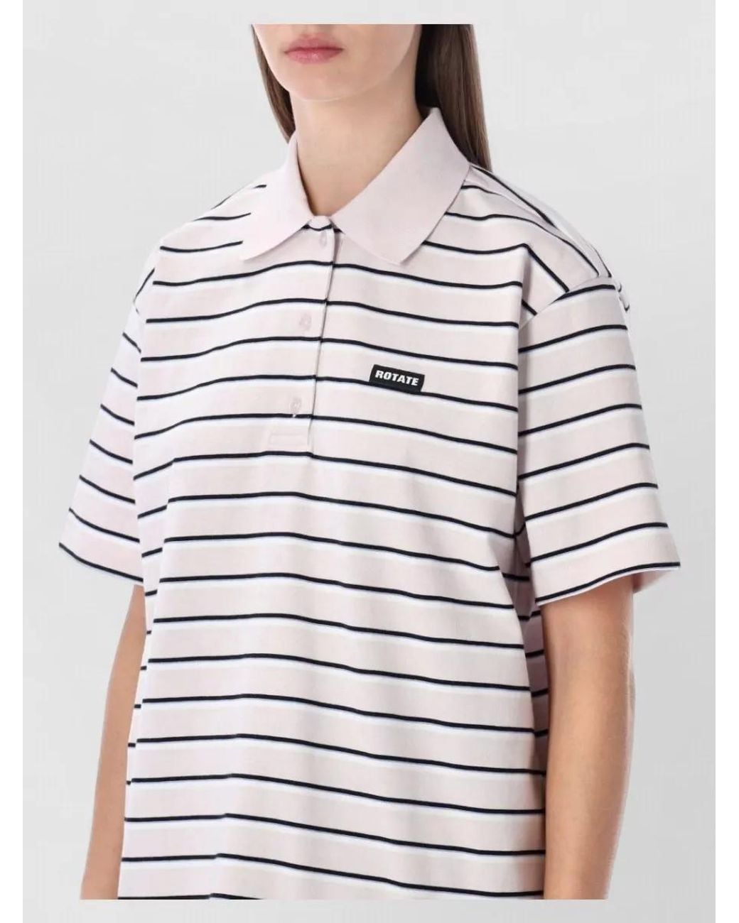 ROTATE BIRGER CHRISTENSEN White Striped Oversized Polo Shirt