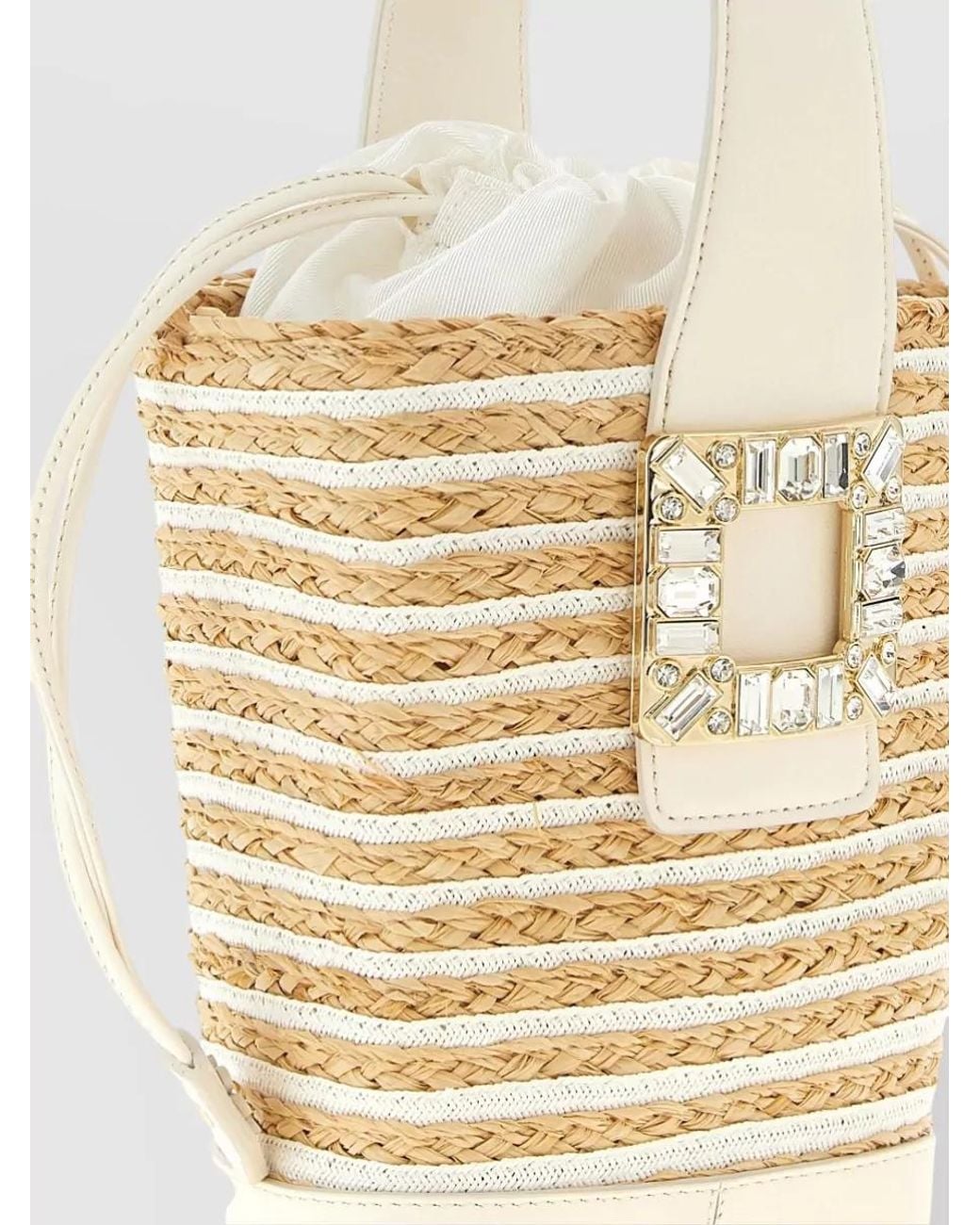 Roger Vivier Natural Raffia Mini Bucket Bag