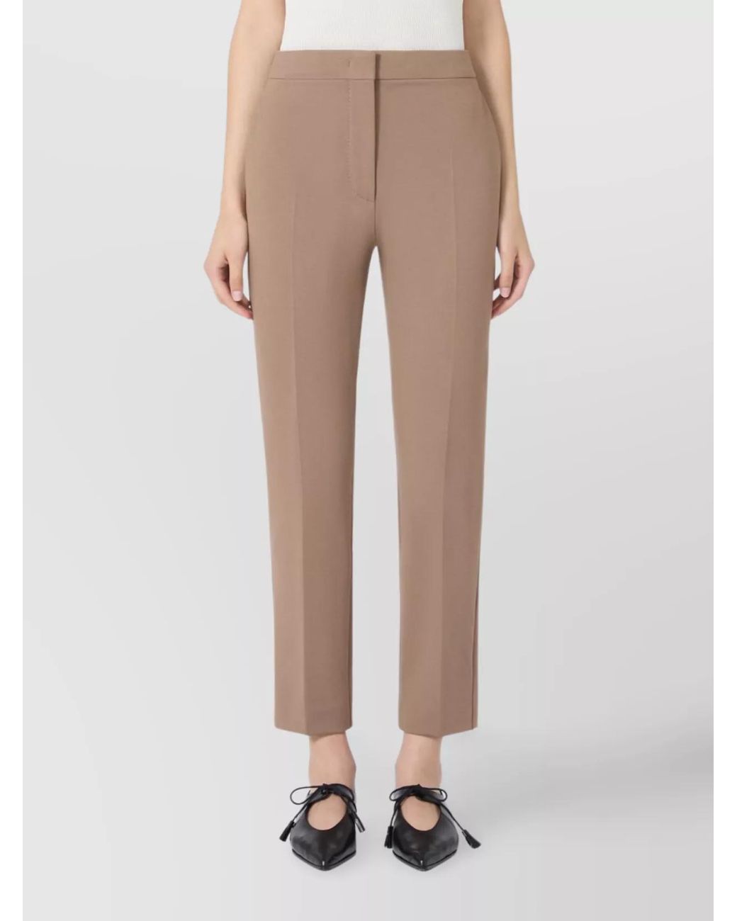 Max Mara Natural Slim-Fit Cropped Jersey Trousers