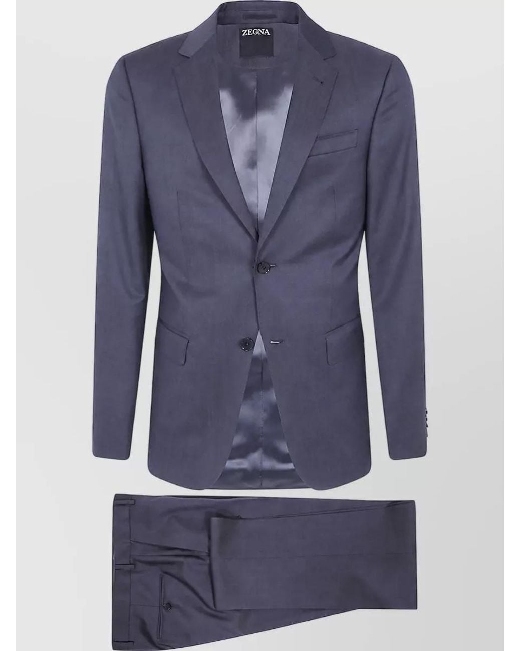 Zegna Blue Single Breasted Wool Coat for men