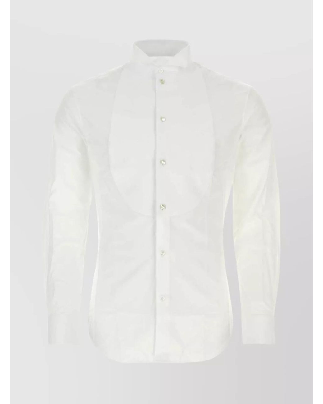 Giorgio Armani White Cotton Wingtip Collar Shirt for men