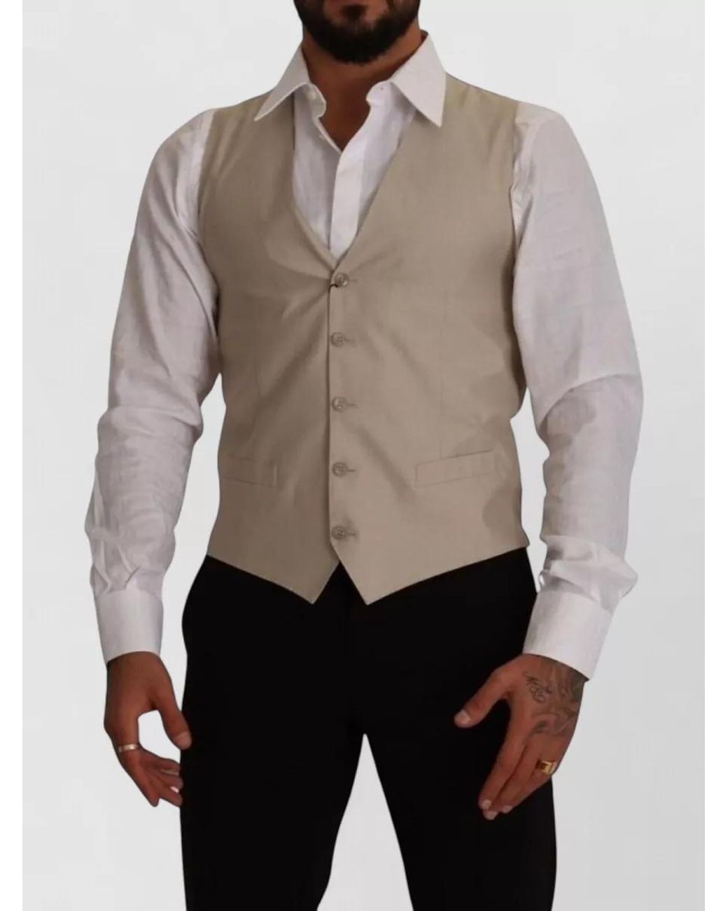 Dolce & Gabbana Gray Silk Cotton Slim-Fit Waistcoat for men
