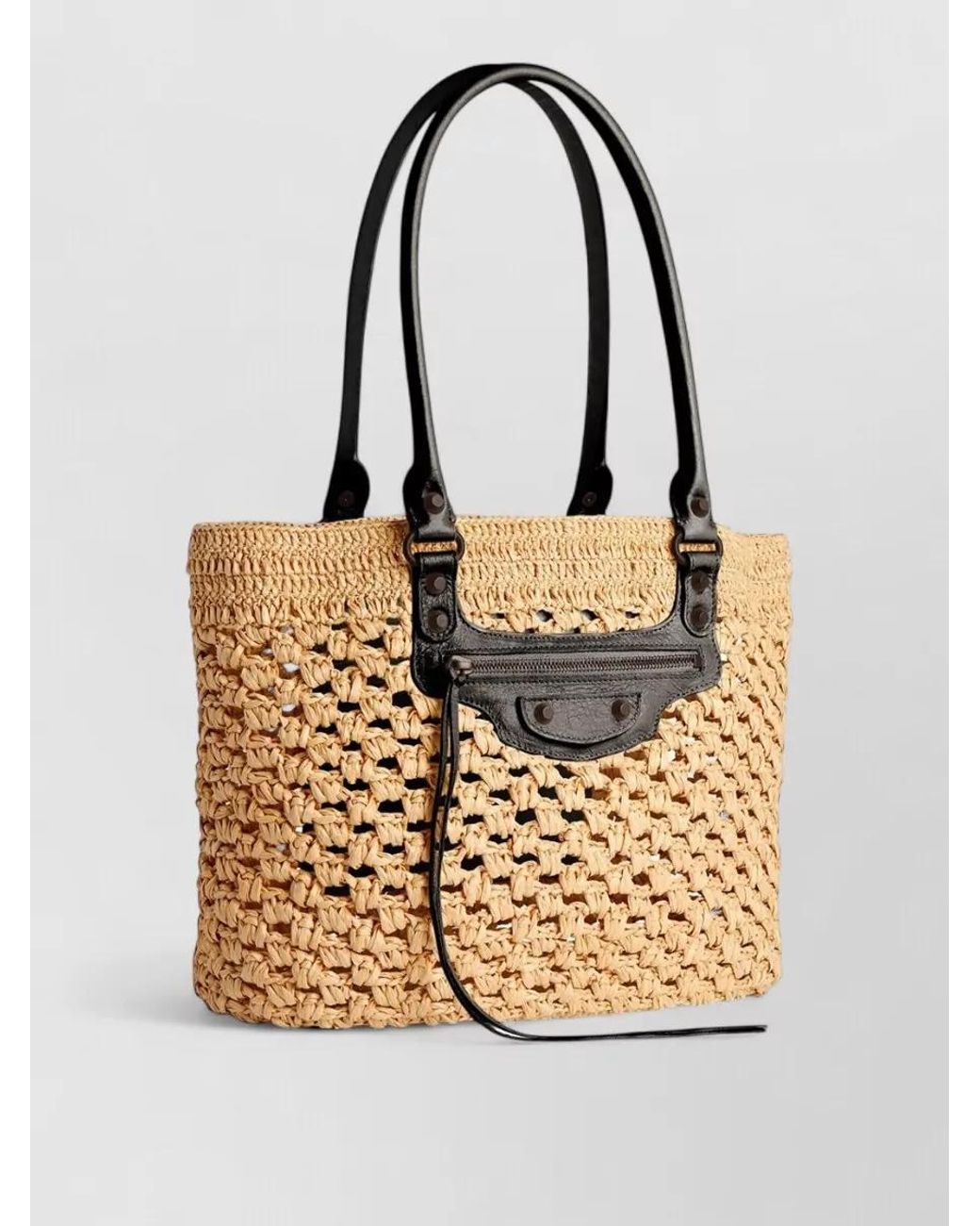 Balenciaga Natural Le City Medium Raffia-Effect Beach Bag
