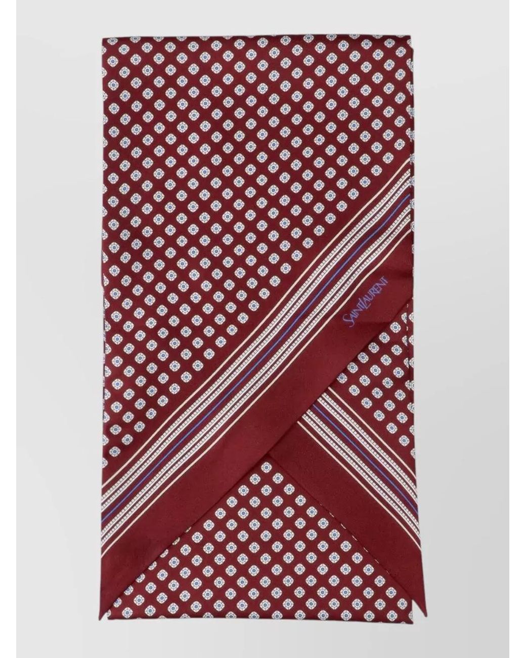 Saint Laurent Red Silk Printed Lavalliere Scarf for men