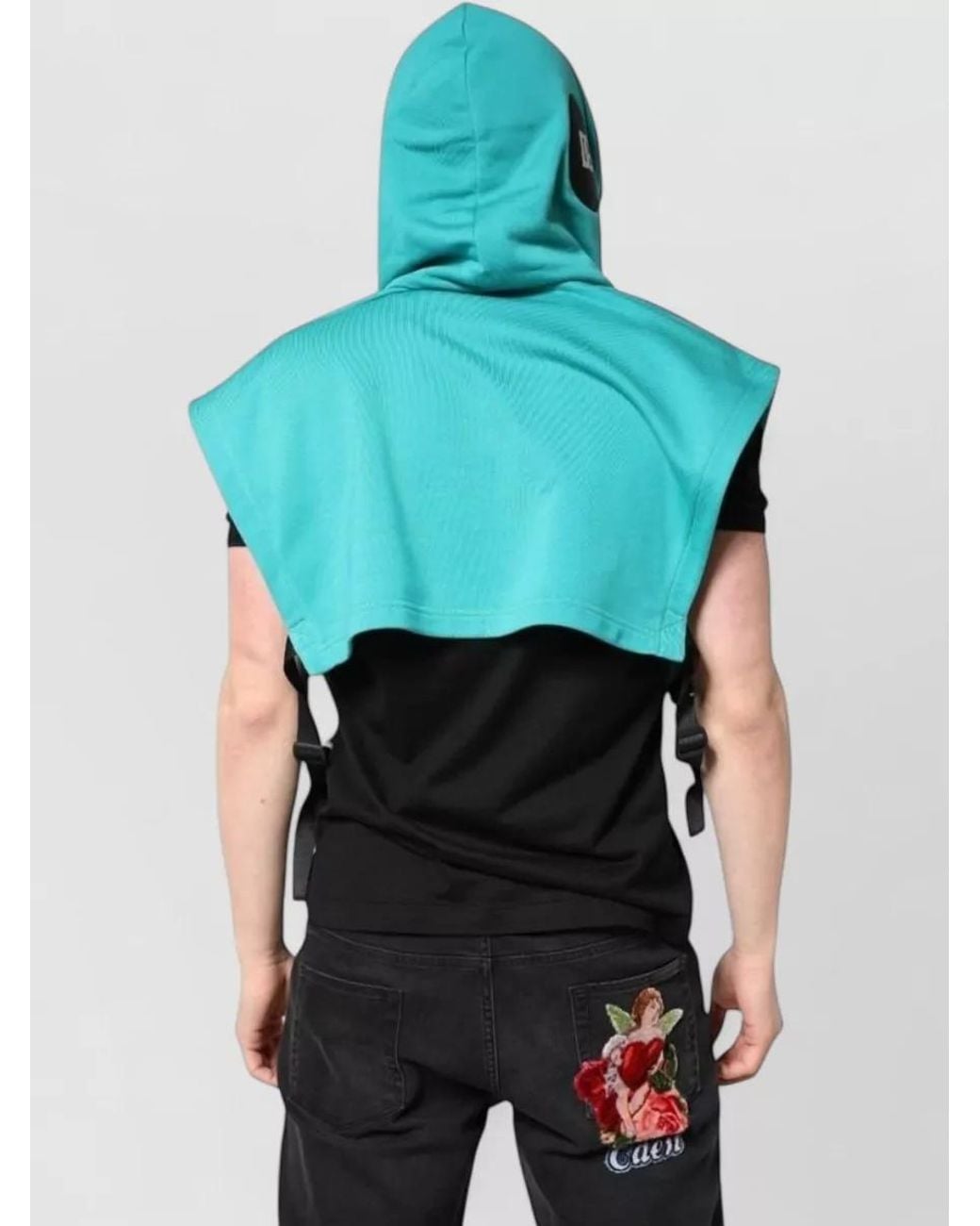 Dolce & Gabbana Blue Cotton Short-Sleeve Hooded Jacket for men