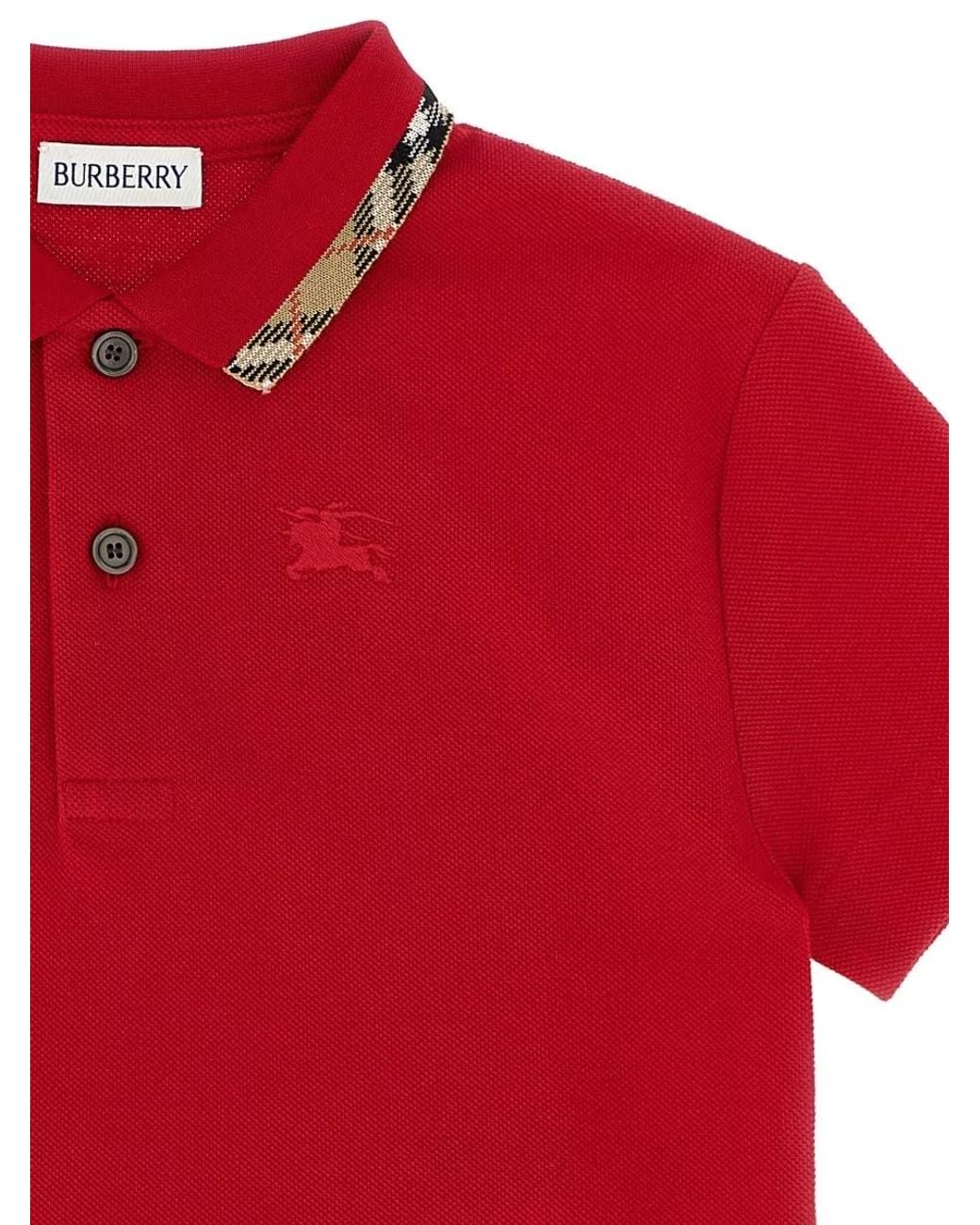 Burberry Red Cotton Piqué Short-Sleeve Polo Shirt